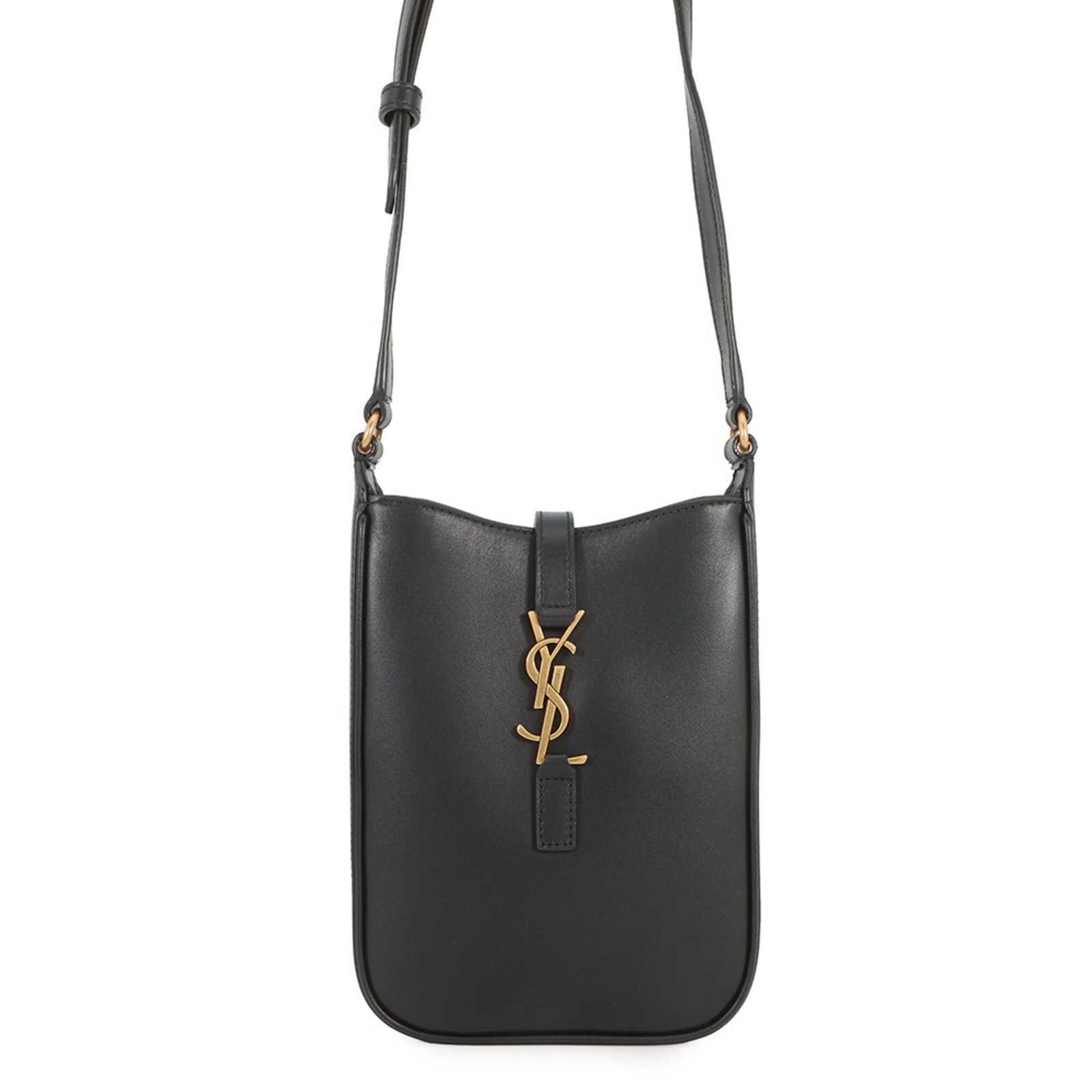Yves Saint Laurent Handbag Shoulder Bag Leather: Yves Saint Laurent Handbag Shoulder Bag Leather This black leather shoulder bag from Yves Saint Laurent boasts sleek lines and gold hardware for a sophisticated look. Measuring 17cm x 13cm x 3.5cm, it