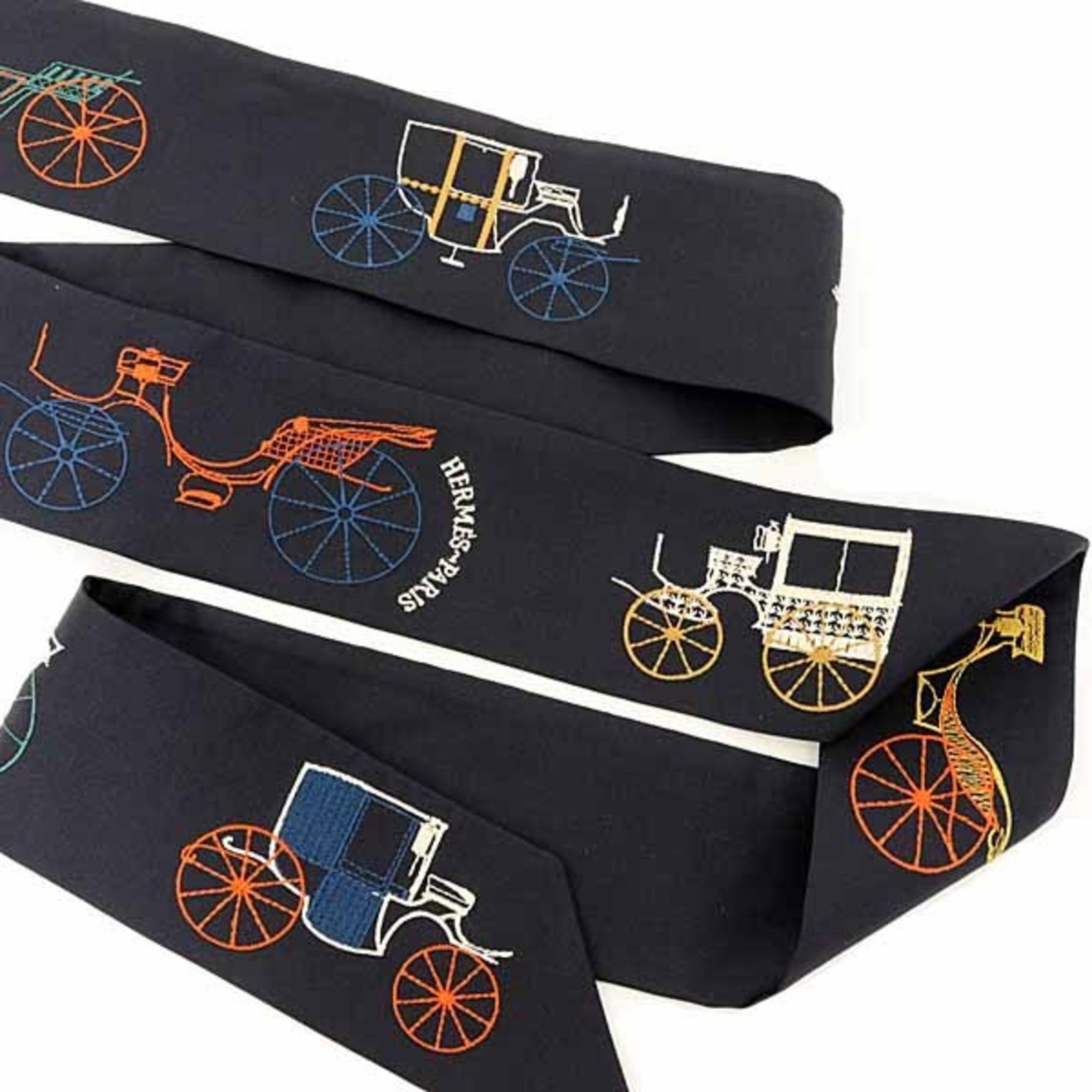 Hermes Scarf Silk: Hermes Scarf Silk Silk from the renowned French fashion house Hermes, this scarf boasts a sleek black design and vibrant multi-color accents. Measuring 1.6m x 6.3cm, it offers a stylish addition to an