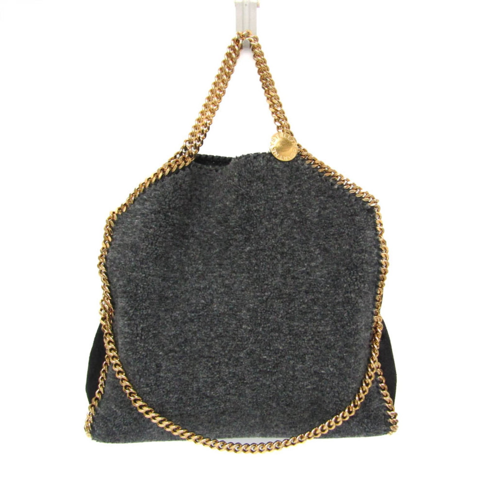 Stella Mccartney Handbag Shoulder Bag Polyester: Stella Mccartney Handbag Shoulder Bag Polyester Stella McCartney's dark gray shoulder bag features a sleek design with gold hardware and magnetic snap closure. The polyester material has some minor sc