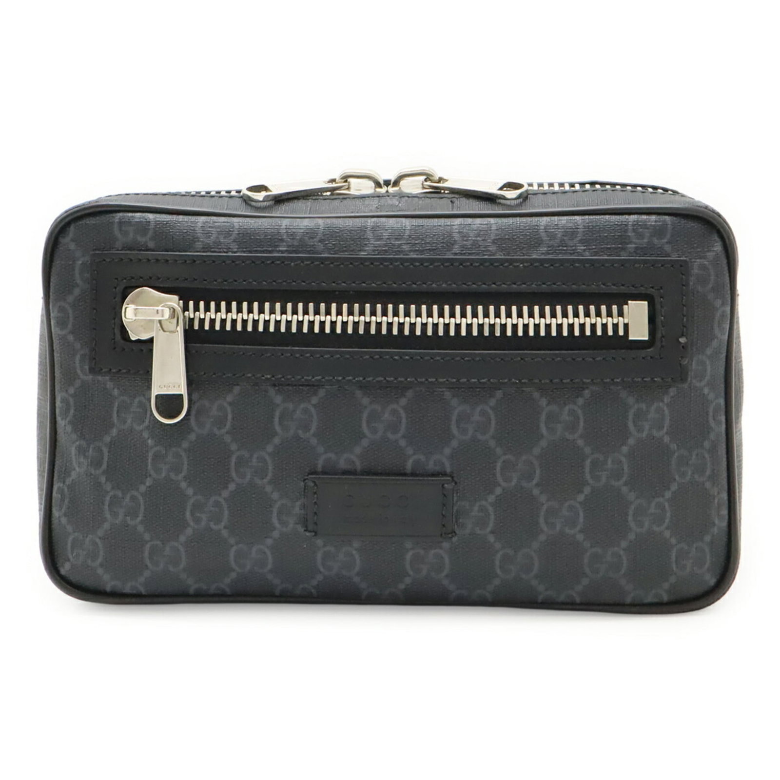 Gucci Fanny Pack Pvc Leather: Gucci Fanny Pack Pvc Leather Authentic Gucci Fanny Pack in Pvc Leather. This black fanny pack features a classic design with a mix of pvc and leather materials, while its dark gray, navy, and red colo
