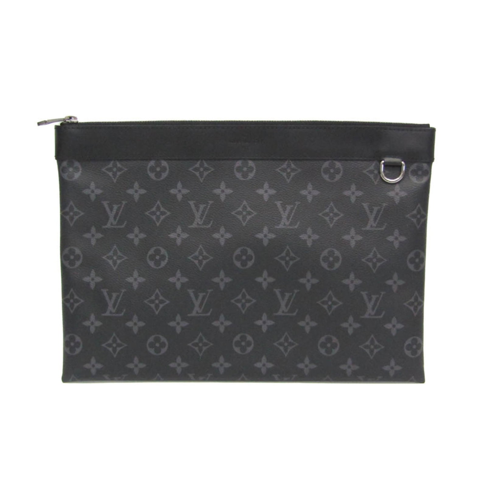 Louis Vuitton Clutch Bag Monogram Eclipse: Louis Vuitton Clutch Bag Monogram Eclipse Monogram Eclipse clutch bag from Louis Vuitton features a sleek design with an open pocket and zipper closure. The iconic Monogram Eclipse pattern adds a touc