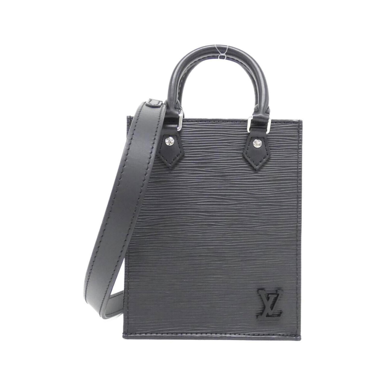 Louis Vuitton Handbag Leather: Louis Vuitton Handbag Leather The Louis Vuitton Handbag Leather is a classic black calf leather bag with silver hardware, featuring a timeless design and durable construction. Measuring 17cm x 14cm x