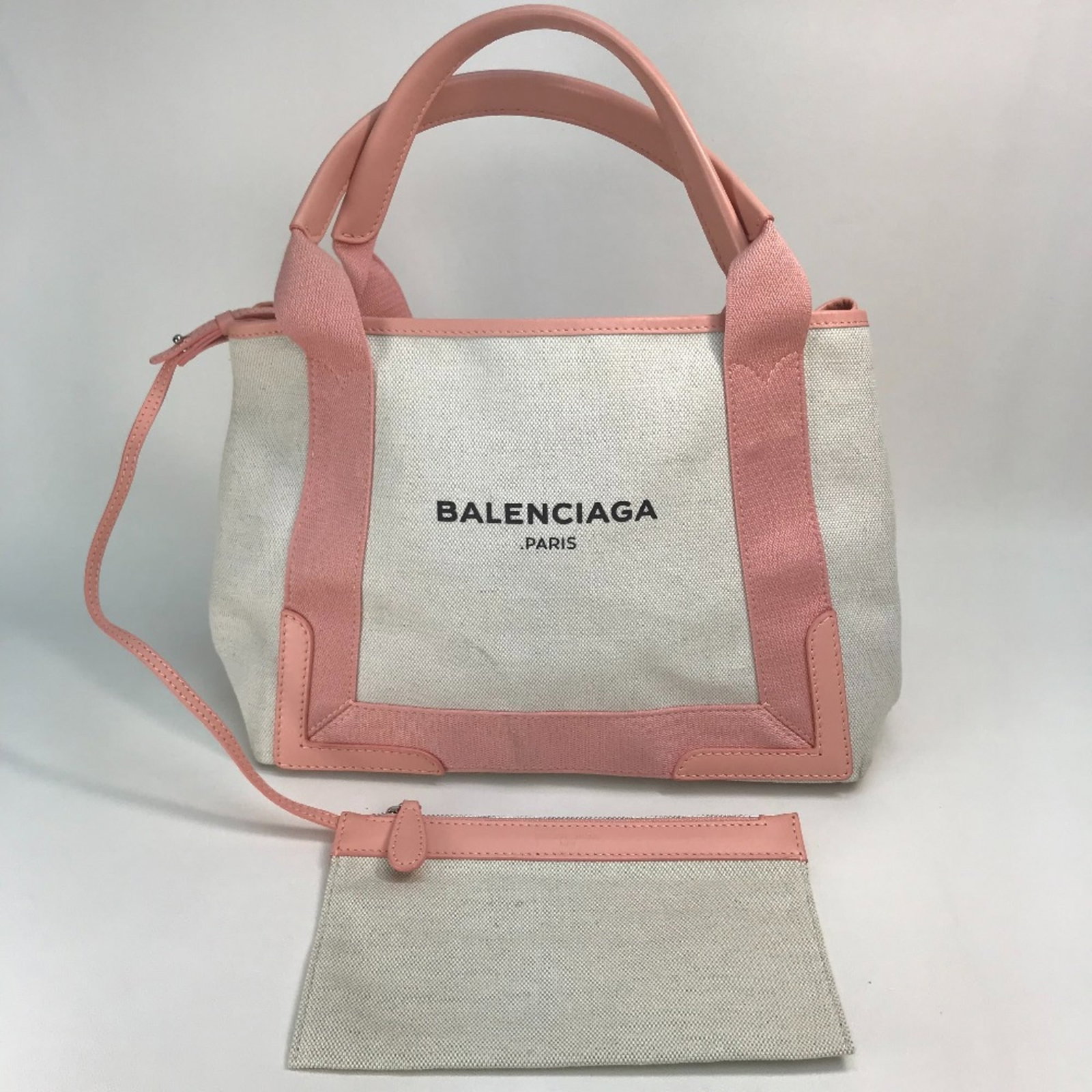 Balenciaga Tote Bag Other: Balenciaga Tote Bag Other Pink Balenciaga Tote Bag with Traces of Usage. Measuring 29cmx22cmxD17cm (11.4x8.7x6.7in), this used tote bag features a zipper pouch and has visible scratches/dirt. The