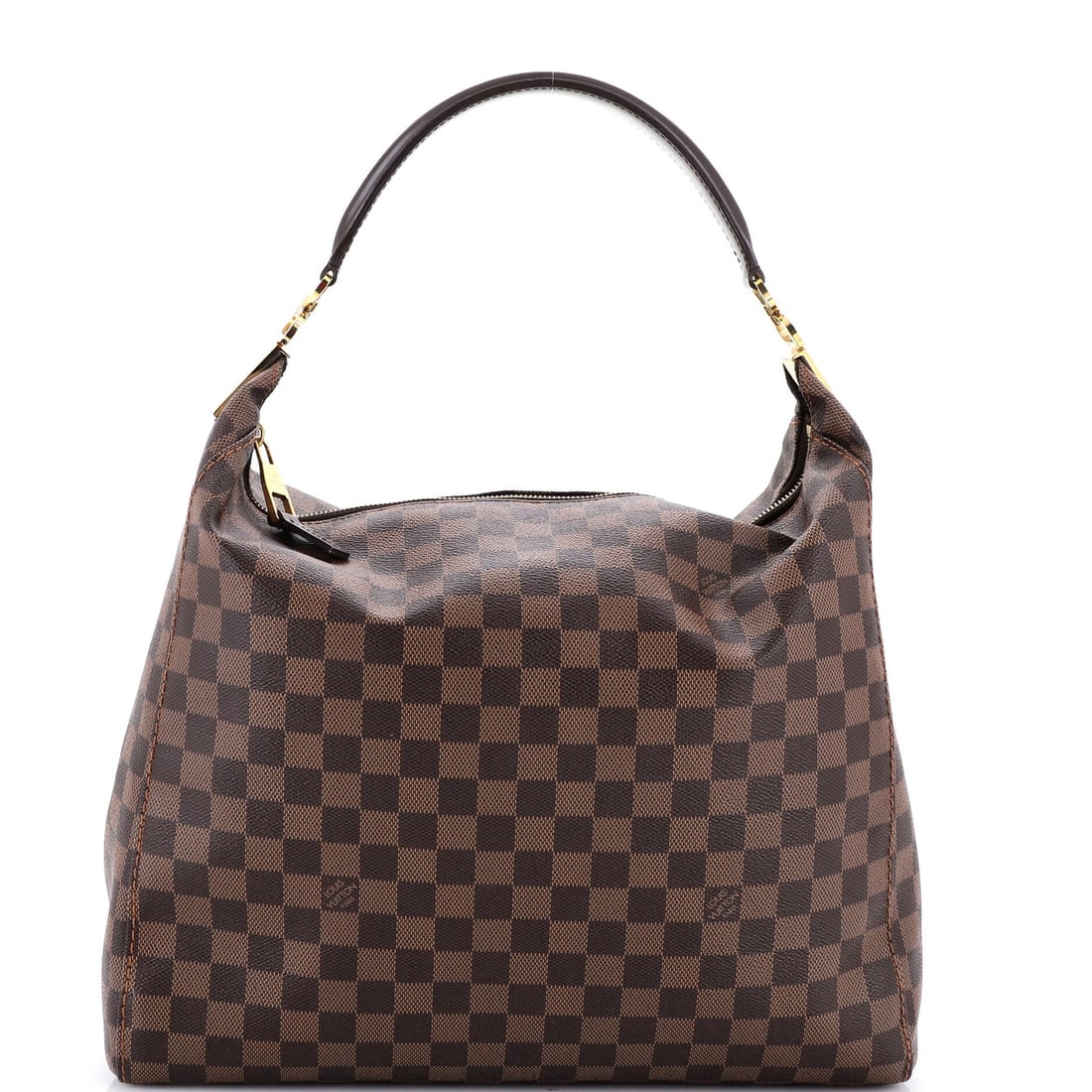Damier Handbag Louis Vuitton Portobello: Damier Handbag Louis Vuitton Portobello The Damier Handbag Louis Vuitton Portobello features a classic canvas-coated exterior in brown, with a timeless design that exudes sophistication. Measuring 14"