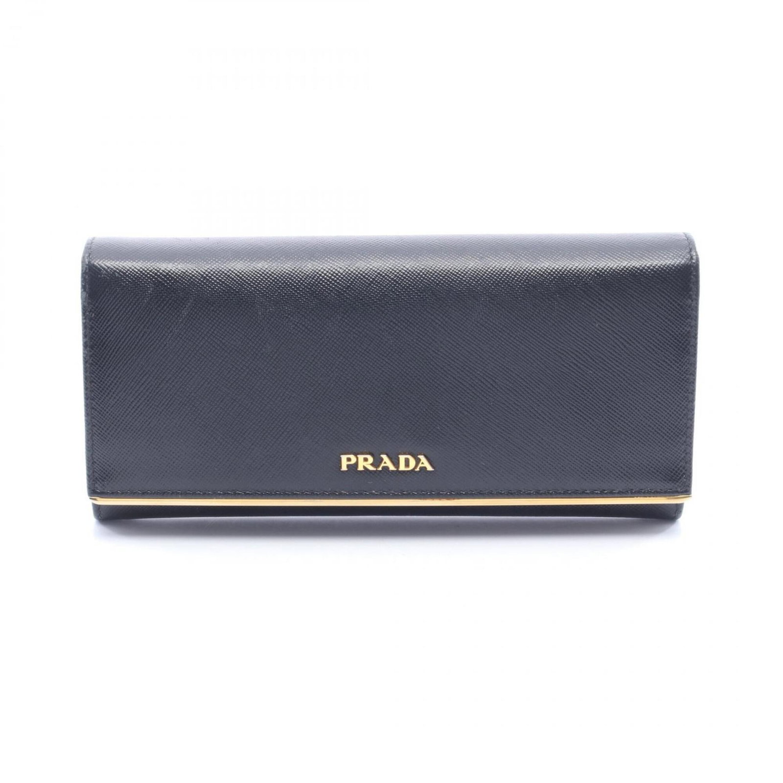 Prada Long Wallet (Bi-Fold) Leather: Prada Long Wallet (Bi-Fold) Leather Saffiano leather construction provides durability and sophistication. This long bi-fold wallet features a sleek black design with a classic Prada aesthetic. Traces 