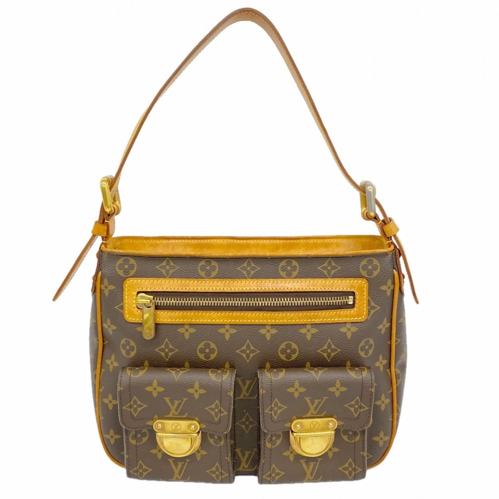 Louis Vuitton Shoulder Bag: Louis Vuitton Shoulder Bag Brown Louis Vuitton shoulder bag with classic design and timeless appeal. Measuring 23cm x 30cm x 9cm, this used bag shows traces of usage with scratches and dirt, but