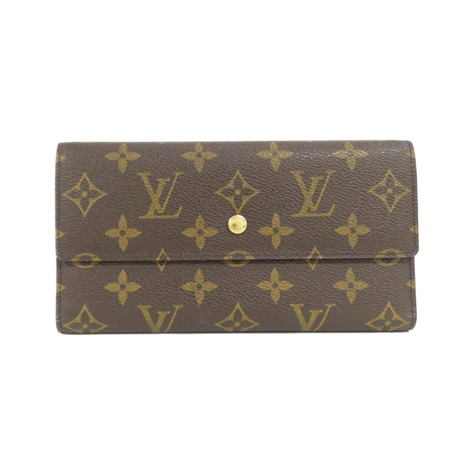 Louis Vuitton Long Wallet (Tri-Fold) Monogram: Louis Vuitton Long Wallet (Tri-Fold) Monogram Tri-fold Monogram Long Wallet from Louis Vuitton features a classic design with a rich maroon color and iconic monogram pattern. Made of high-quality mate