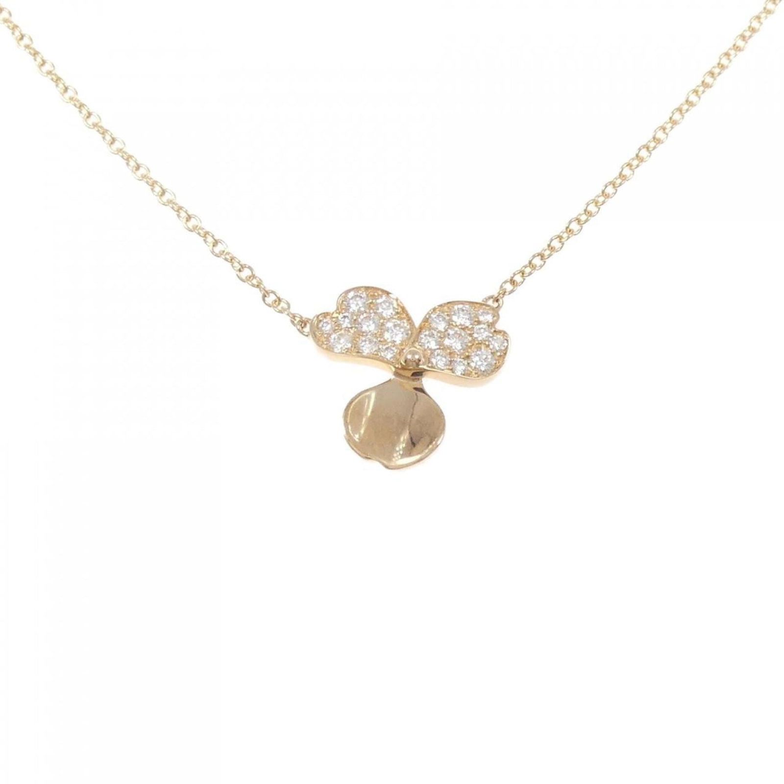 Tiffany Paper Flower Necklace: Tiffany Paper Flower Necklace Pink gold (18K) Tiffany necklace features a diamond pendant. The necklace has a 40 cm circumference and measures 11.9mm x 12.9mm. It is in very good condition with some