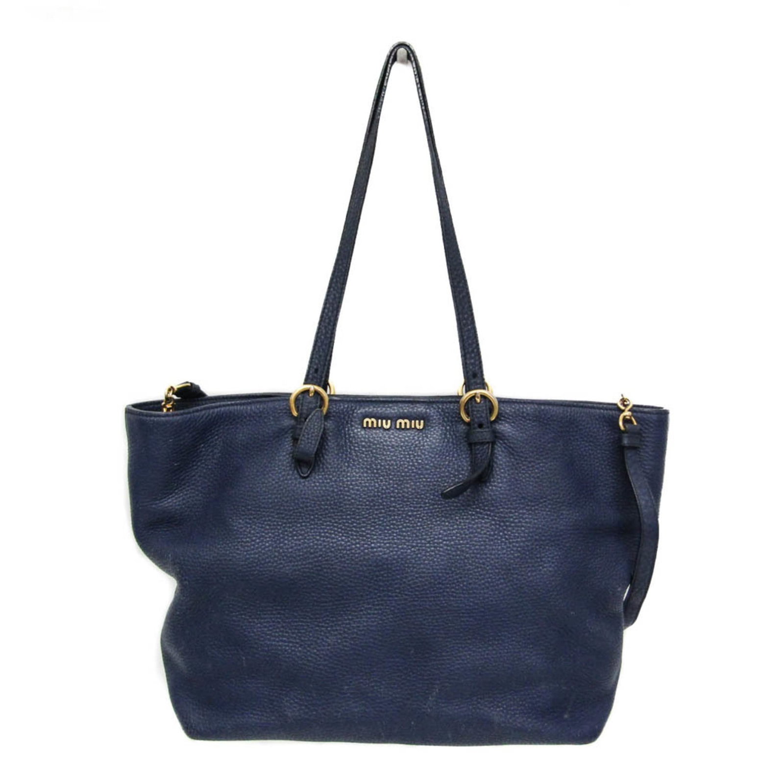 Miu Miu Shoulder Bag Tote Bag Leather: Miu Miu Shoulder Bag Tote Bag Leather Navy Miu Miu Shoulder Bag Tote Bag Leather features a magnetic snap closure and two zipper pockets for added functionality. With its spacious interior and adjusta