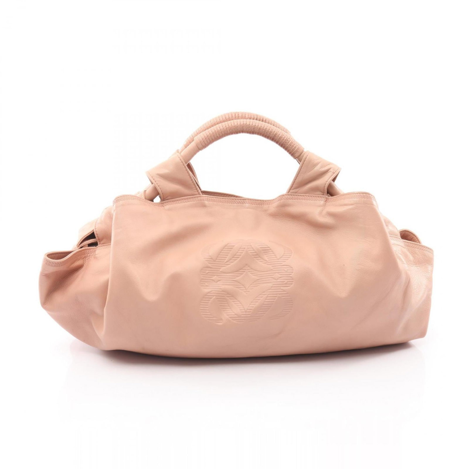 Loewe Handbag Leather: Loewe Handbag Leather This pink Loewe handbag features high-quality leather construction and a classic design. With its 22cm x 43cm x 23cm dimensions and 24cm handle length, it's a stylish accessory f