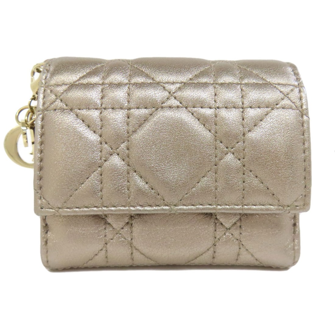 Christian Dior Wallet Leather Bifold With Coin Pocket: Christian Dior Wallet Leather Bifold With Coin Pocket Gold leather bifold wallet with coin pocket from CHRISTIAN DIOR. This classic design features a gold exterior and includes a convenient coin pocke