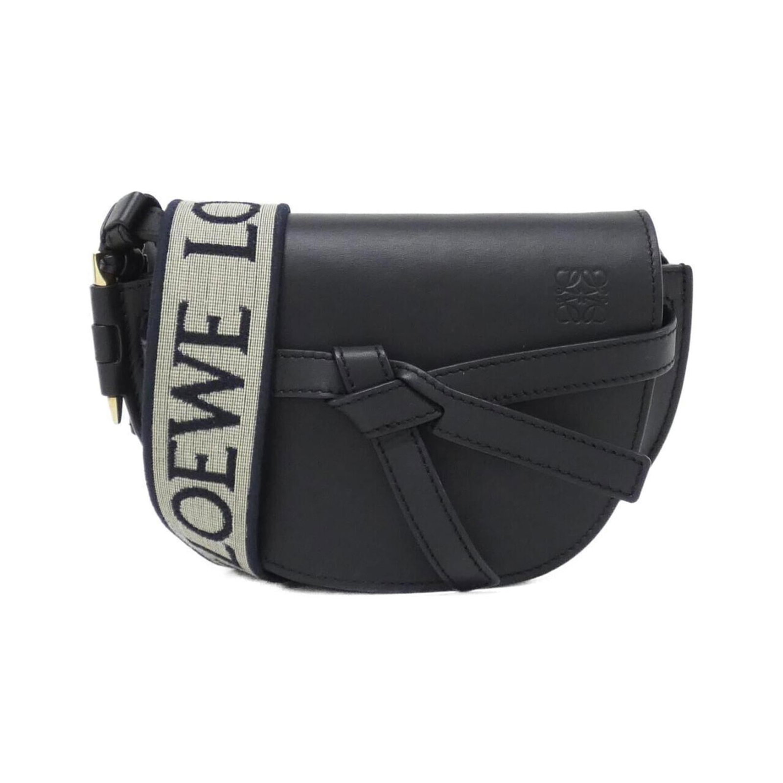 Loewe Shoulder Bag Leather: Loewe Shoulder Bag Leather The Loewe Shoulder Bag Leather boasts sleek black calfskin leather and elegant gold hardware, making for a sophisticated accessory. With its compact size and sturdy design, 