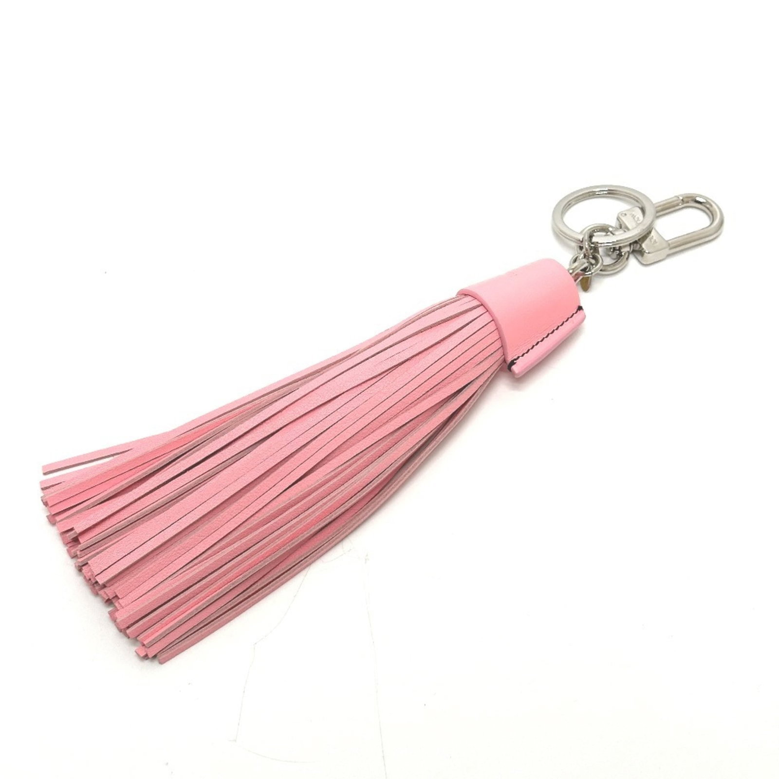 Louis Vuitton Keyring Leather: Louis Vuitton Keyring Leather This Louis Vuitton keyring leather features a vibrant pink color and measures 19cm x 7.5cm in size. The leather has some scratches and dirt, but remains in very good cond