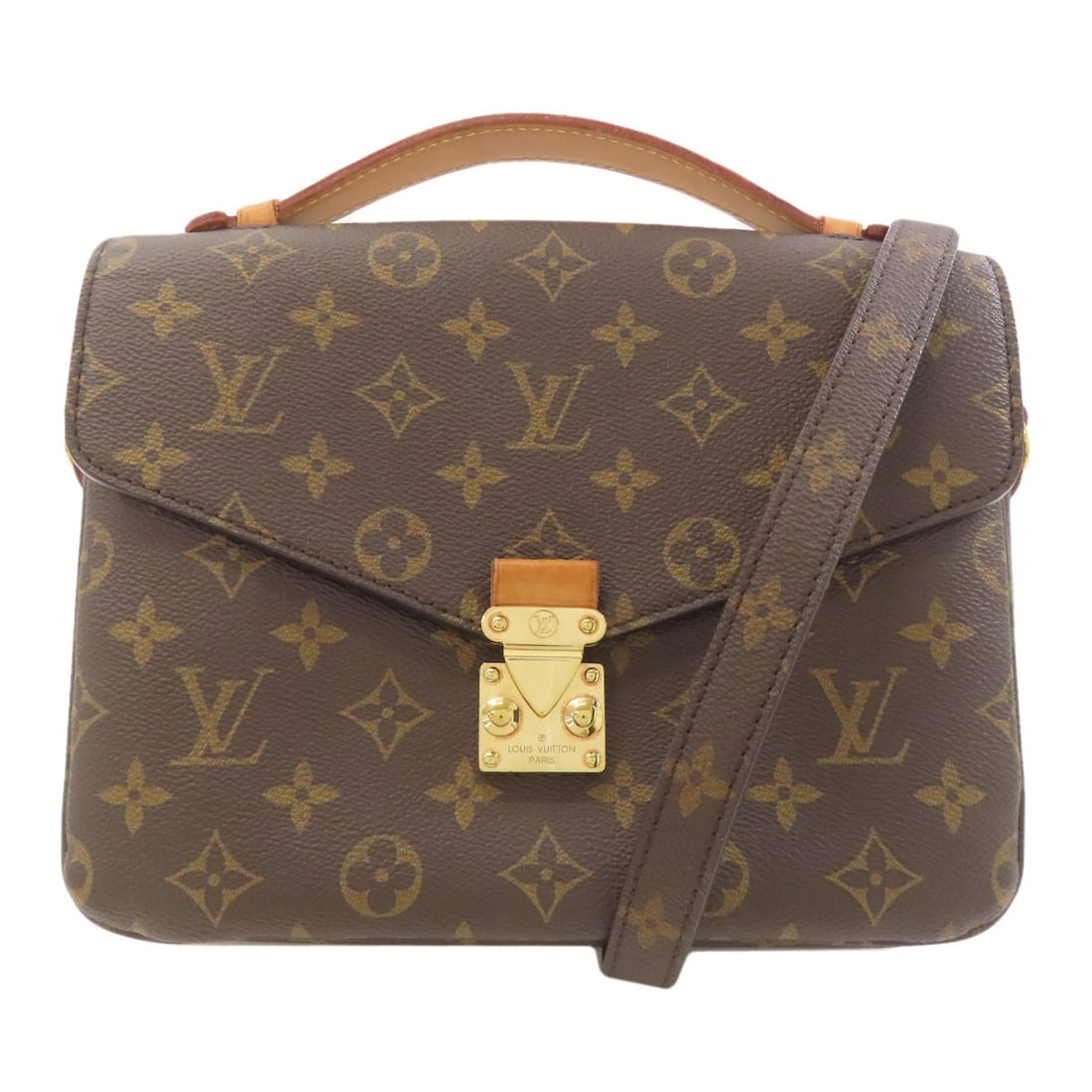 Monogram Canvas Louis Vuitton Pochette M44875 Handbag: Monogram Canvas Louis Vuitton Pochette M44875 Handbag Monogram canvas exterior adds a touch of classic elegance to this brown LOUIS VUITTON Handbag. The iconic design features a timeless combination o
