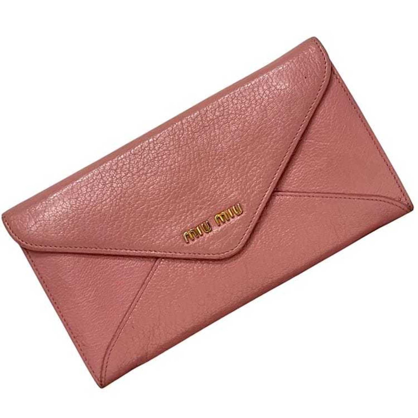 Miu Miu Long Wallet (Bi-Fold) Leather: Miu Miu Long Wallet (Bi-Fold) Leather Used Miu Miu Long Wallet (Bi-Fold) Leather in Pink. This bi-fold wallet features high-quality leather and measures 11cm x 20cm x 2.5cm, perfect for everyday