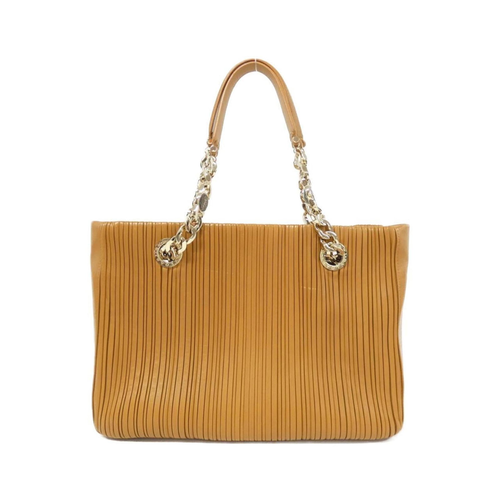 Bvlgari Handbag Leather: Bvlgari Handbag Leather Brown Bvlgari Handbag Leather. This used handbag features high-quality leather construction with some minor scratches and dirt, showcasing signs of past use. With its classic b