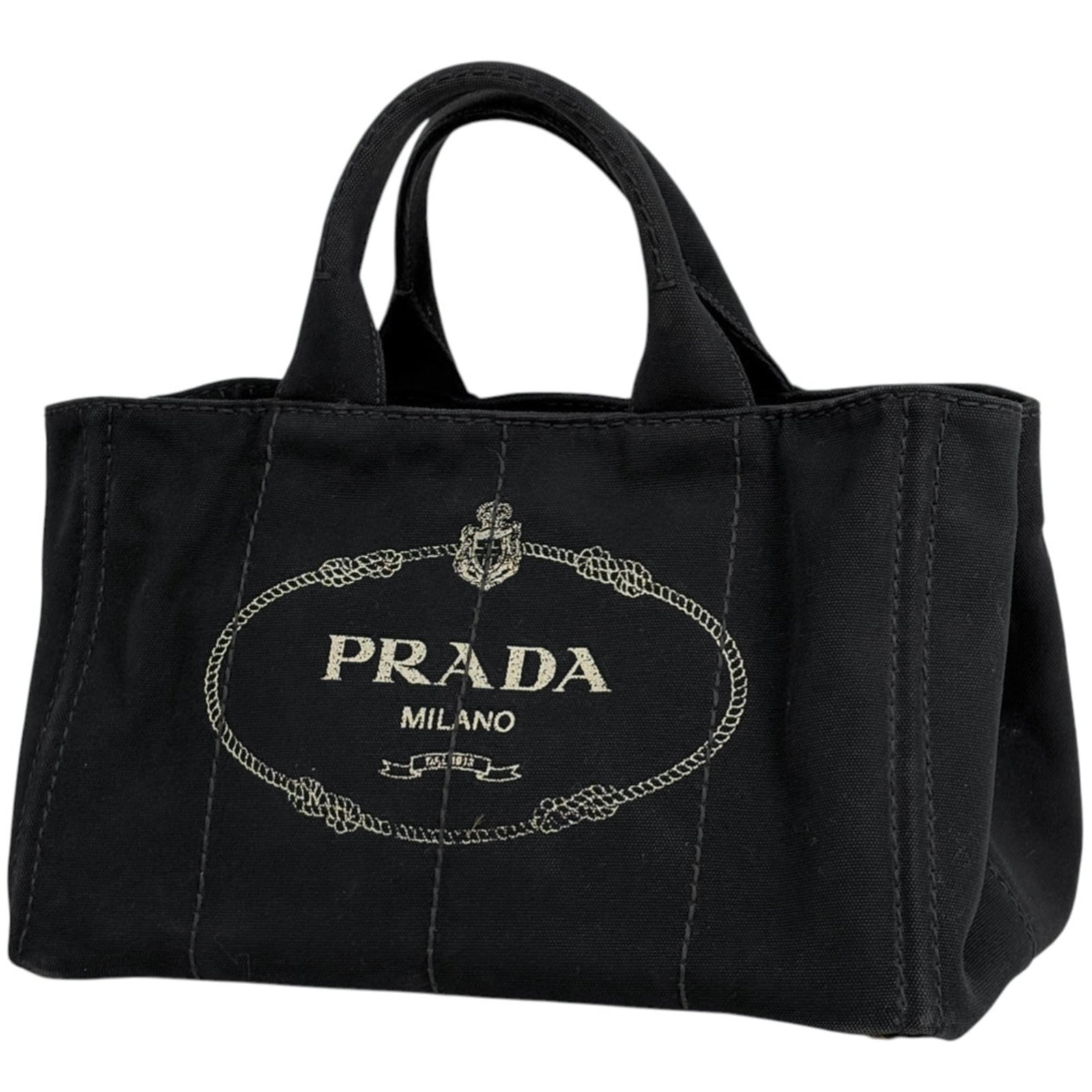 Prada Handbag Shoulder Bag Tote Bag Canvas: Prada Handbag Shoulder Bag Tote Bag Canvas Black canvas Prada shoulder bag tote bag with a classic design and timeless style. Measuring 23cm x 36cm x 23cm, this versatile bag features a worn-in look w