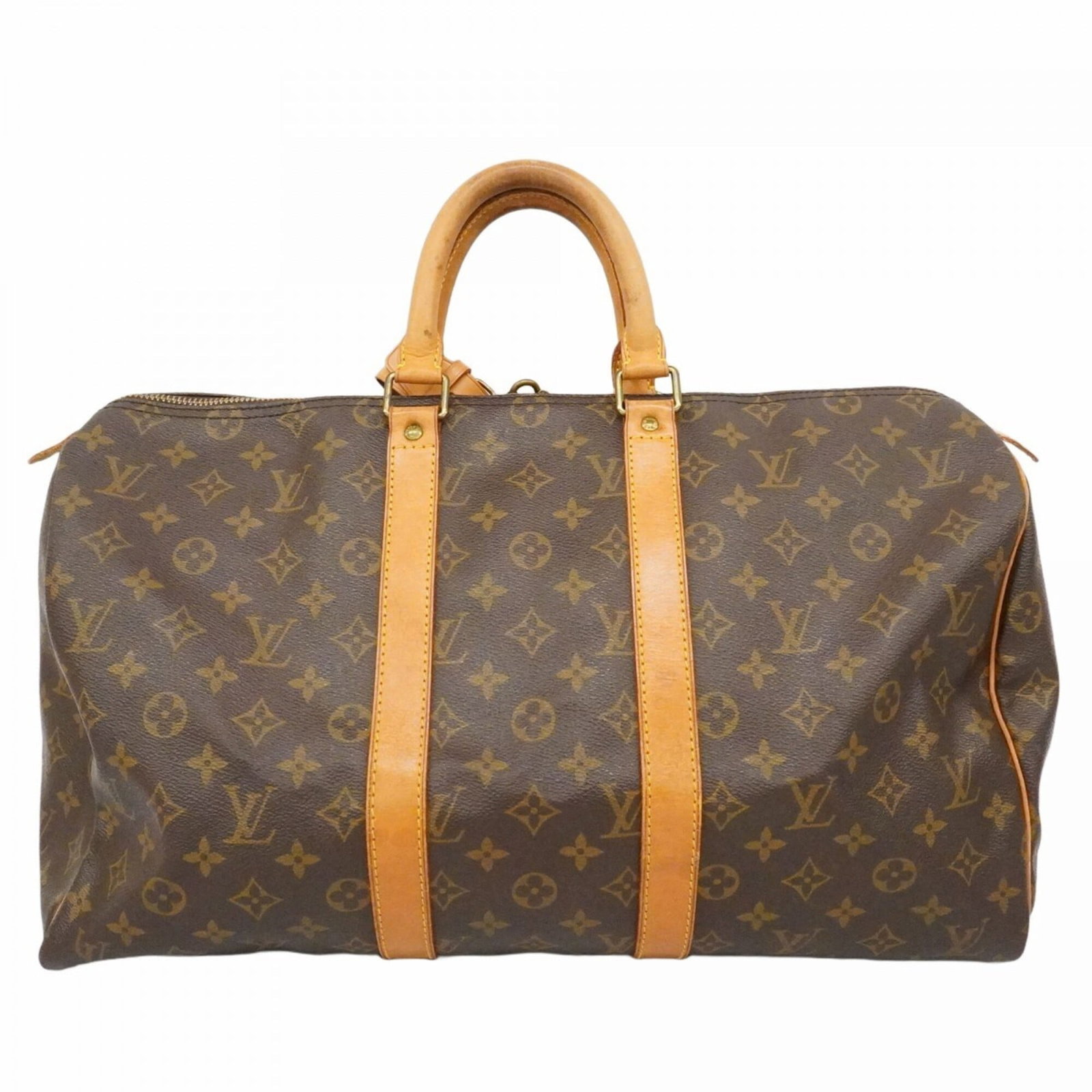 Louis Vuitton Boston Bag: Louis Vuitton Boston Bag The Louis Vuitton Boston Bag is a timeless piece with its classic design and brown color. Measuring 27cm x 45cm x 20cm, this bag features traces of usage and minor scratches/d