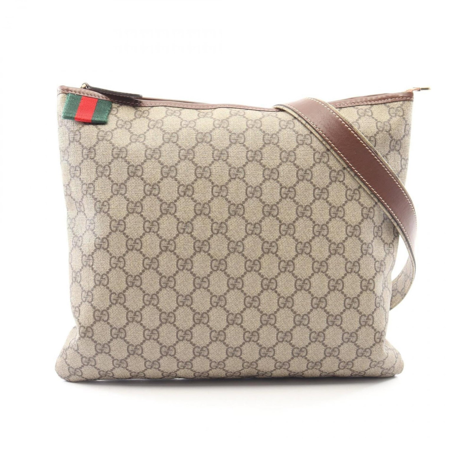 Gucci Handbag Shoulder Bag Pvc Coated Canvas Leather: Gucci Handbag Shoulder Bag Pvc Coated Canvas Leather Gucci's iconic shoulder bag boasts a unique blend of Pvc-coated canvas and leather in its distinctive beige and brown hues. This pre-owned handbag 