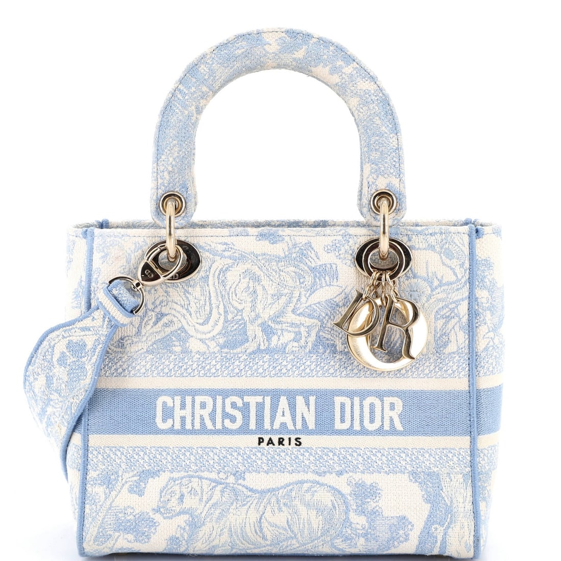 Lady D-Lite Bag Christian Dior Embroidered Medium Canvas: Lady D-Lite Bag Christian Dior Embroidered Medium Canvas The Lady D-Lite Bag in blue canvas features an elegant embroidered design, adding a touch of sophistication to its classic top handle style. Me