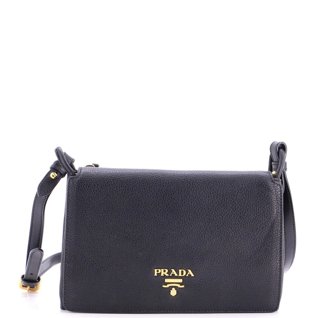 Vitello Daino Medium Flap Crossbody Bag Prada: Vitello Daino Medium Flap Crossbody Bag Prada The Prada Vitello Daino Medium Flap Crossbody Bag boasts sleek black leather exterior with aged gold hardware, adding an air of sophistication to any