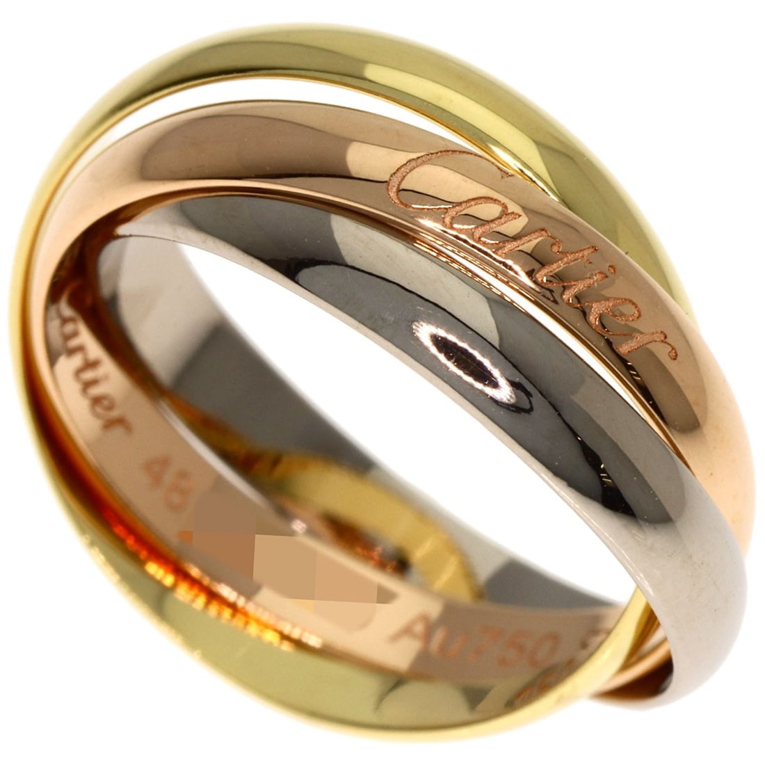 Strict Rules Apply To Cartier Trinity Sm K18 Yellow Gold Pink Gold: Strict Rules Apply To Cartier Trinity Sm K18 Yellow Gold Pink Gold Cartier Trinity Sm K18 Yellow Gold Pink Gold Ring. This elegant ring features K18 yellow gold and pink gold, with a size 4.5(US) band