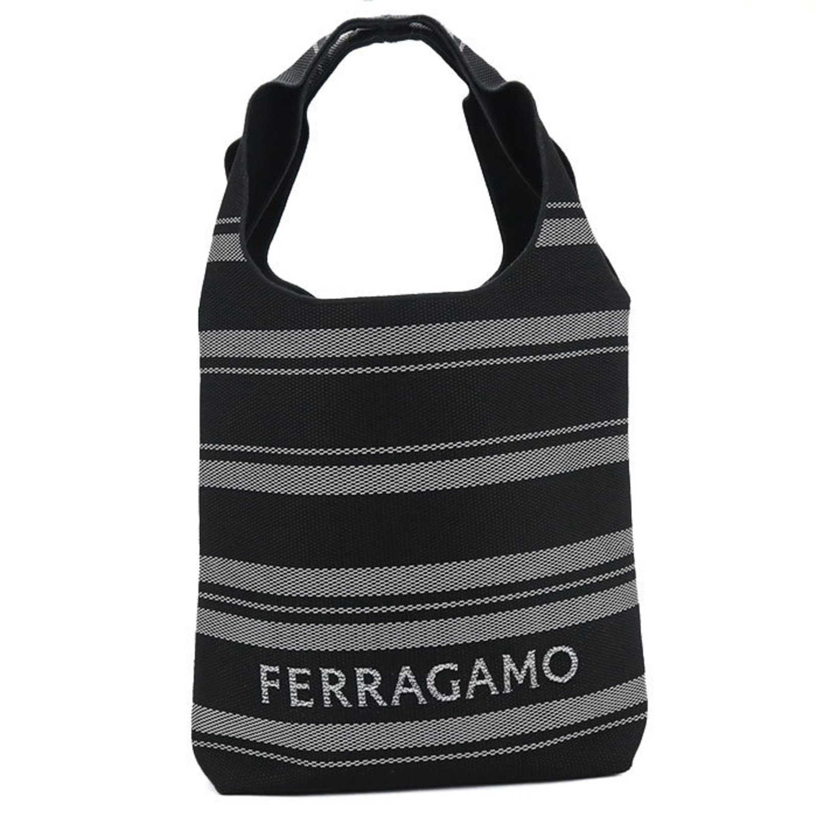 Salvatore Ferragamo Tote Bag Jacquard: Salvatore Ferragamo Tote Bag Jacquard Salvatore Ferragamo's iconic tote bag features intricate Jacquard embroidery in black. With its classic design and subtle signs of wear, this pre-owned tote