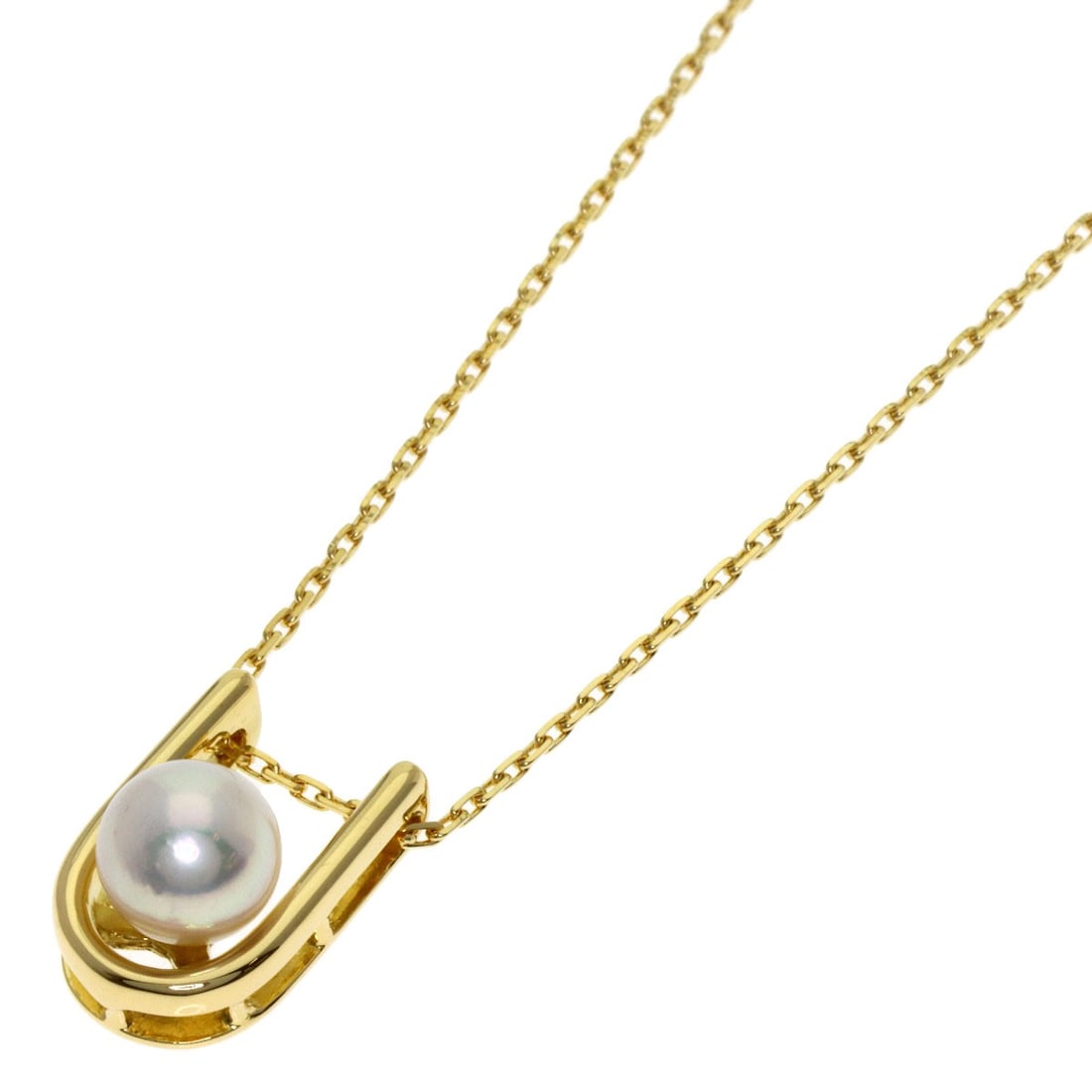 K18 Yellow Gold Pearl Necklace Mikimoto Strict: K18 Yellow Gold Pearl Necklace Mikimoto Strict K18 Yellow Gold Pearl Necklace Mikimoto Strict boasts a striking gold metal exterior, crafted from high-purity K18. This elegant necklace measures 14.7 i