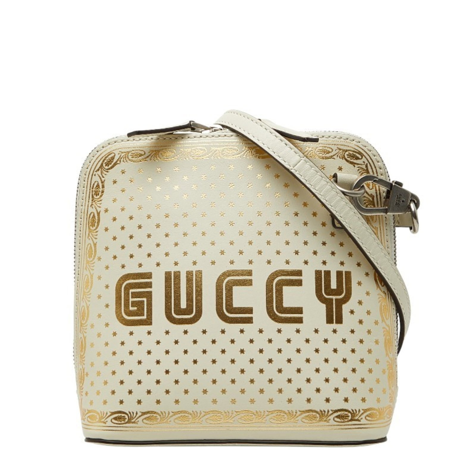 Gucci Shoulder Bag Leather: Gucci Shoulder Bag Leather Gucci Shoulder Bag Leather features a classic design with a gold and white leather exterior. The bag measures 16.5cm x 16.5cm x 8cm and has visible traces of usage, includin