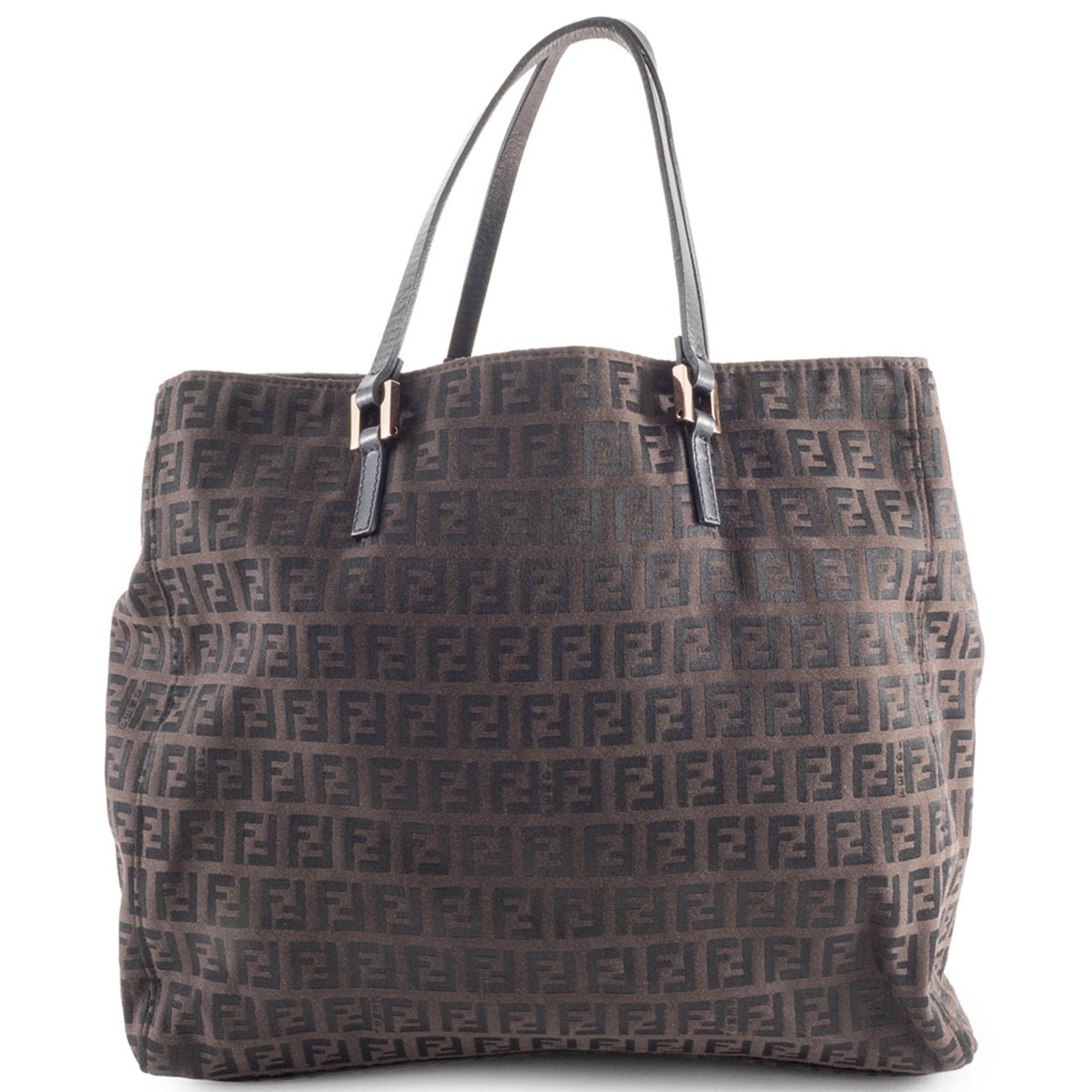 Fendi Handbag Canvas Leather: Fendi Handbag Canvas Leather Canvas and leather come together in this Fendi handbag, featuring a brown color and classic design. The bag has been used, showing some traces of usage with scratches and 