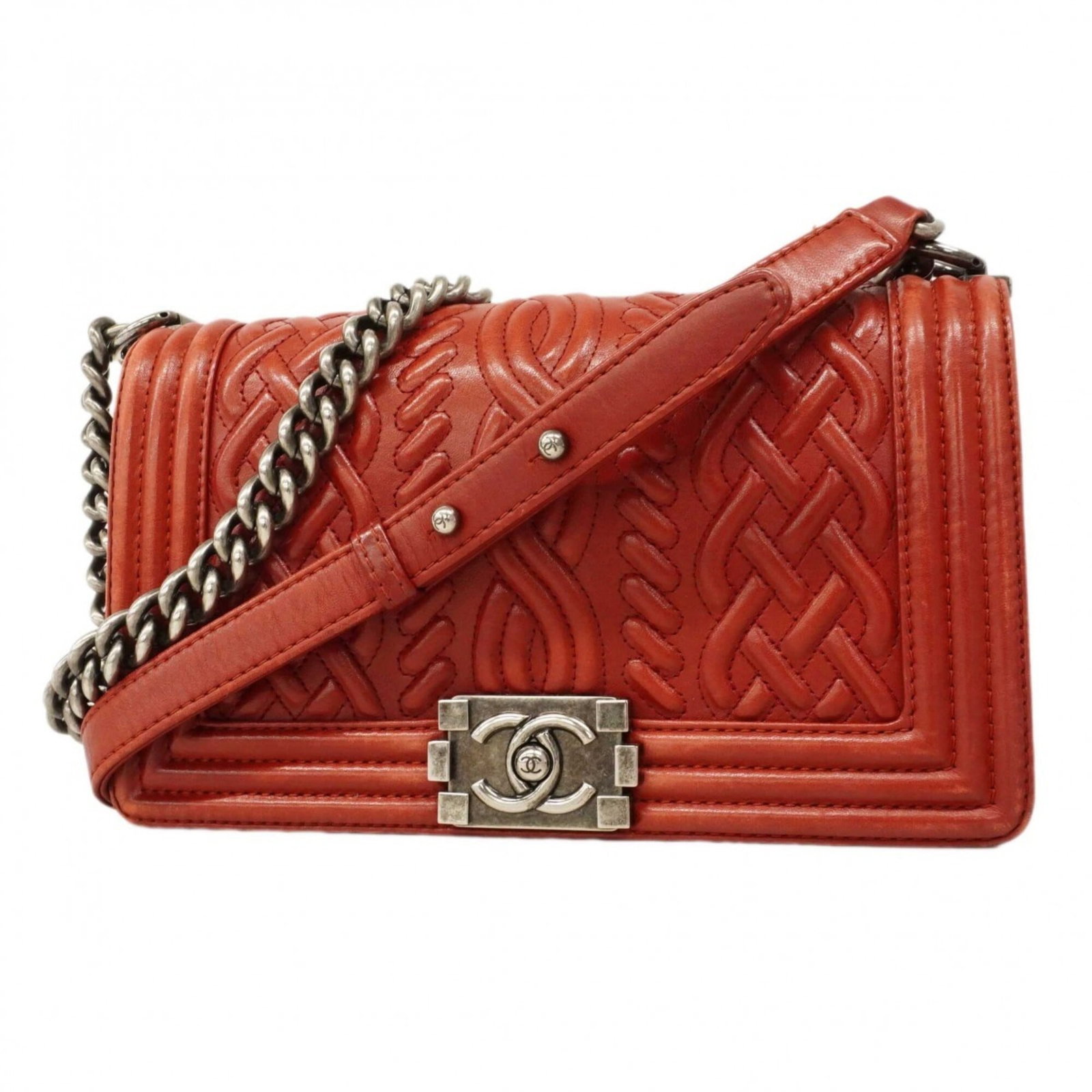 Chanel Shoulder Bag Leather: Chanel Shoulder Bag Leather Chanel's iconic shoulder bag features a timeless design with lambskin leather in rich red. With its classic silver hardware and compact size, this stylish accessory is perf