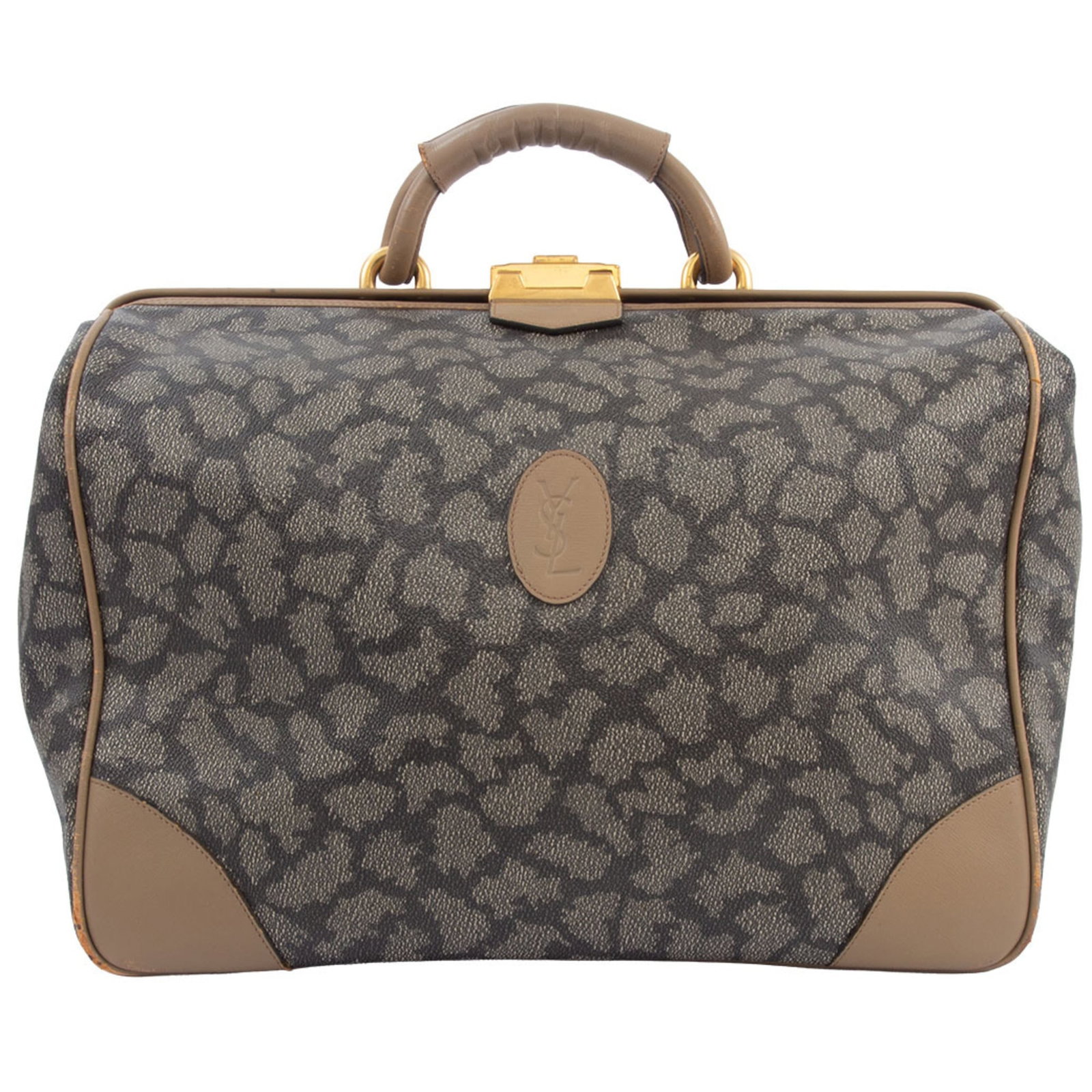 Yves Saint Laurent Handbag Pvc: Yves Saint Laurent Handbag Pvc Used Yves Saint Laurent PVC handbag in beige and brown colors. The bag features a classic design with a 34cm x 40cm x 25cm size, showcasing its vintage charm. With trace