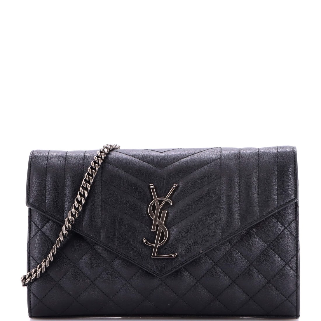 Saint Laurent Classic Monogram Matelasse Leather Medium Wallet: Saint Laurent Classic Monogram Matelasse Leather Medium Wallet Black Saint Laurent Classic Monogram Matelasse Leather Medium Wallet with heavy corner wear, scuffs, edge wear, and minor creases. This