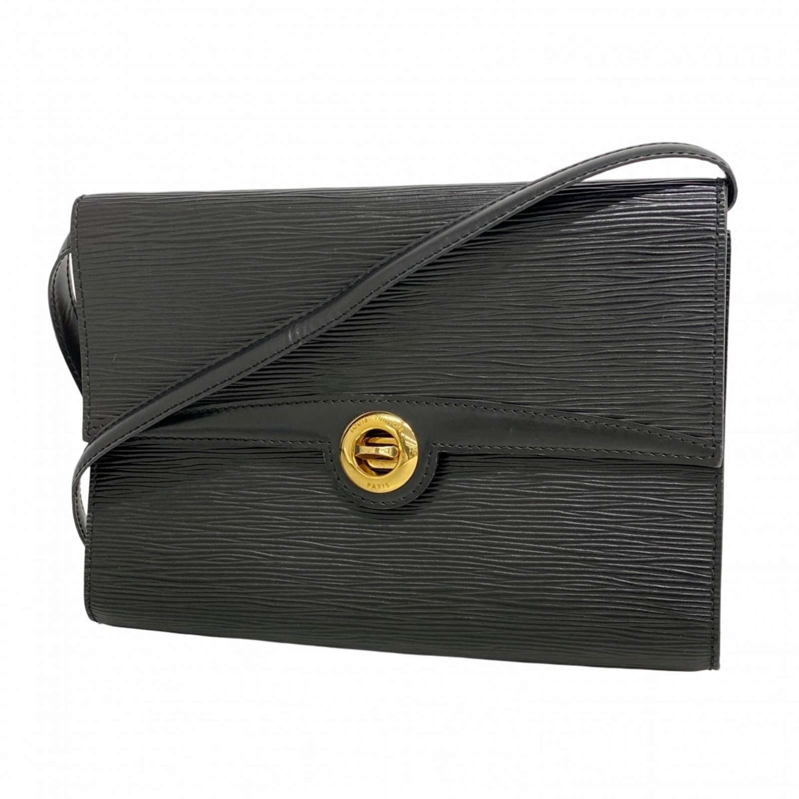 Louis Vuitton Shoulder Bag: Louis Vuitton Shoulder Bag This Louis Vuitton shoulder bag features a classic design with a timeless Noir color. With its 17cm x 24cm x 3cm dimensions and used condition, it presents a unique