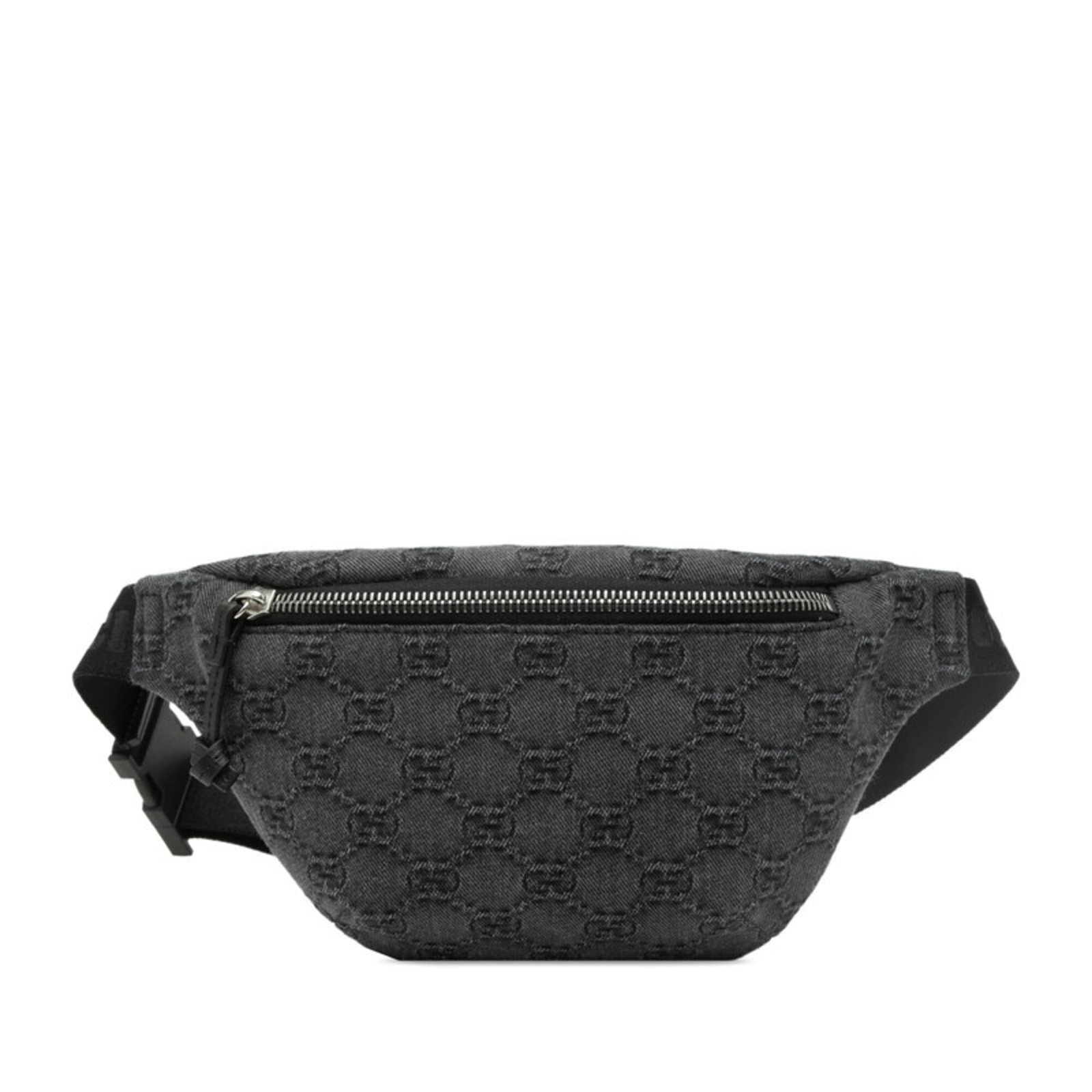 Gucci Fanny Pack Sling Bag Denim: Gucci Fanny Pack Sling Bag Denim Gucci's iconic Fanny Pack Sling Bag Denim boasts a timeless design in black and gray hues. This versatile, denim material adds a laid-back touch to any outfit, while i
