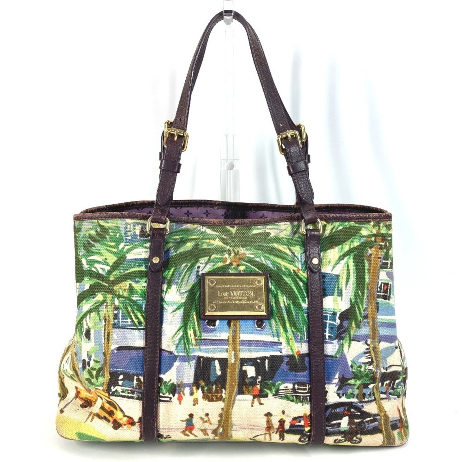 Louis Vuitton Shoulder Bag Tote Bag Leather Canvas: Louis Vuitton Shoulder Bag Tote Bag Leather Canvas This Louis Vuitton shoulder bag tote features a striking green leather and canvas design. With its classic 25cm x 39cm x 15cm dimensions, this versat