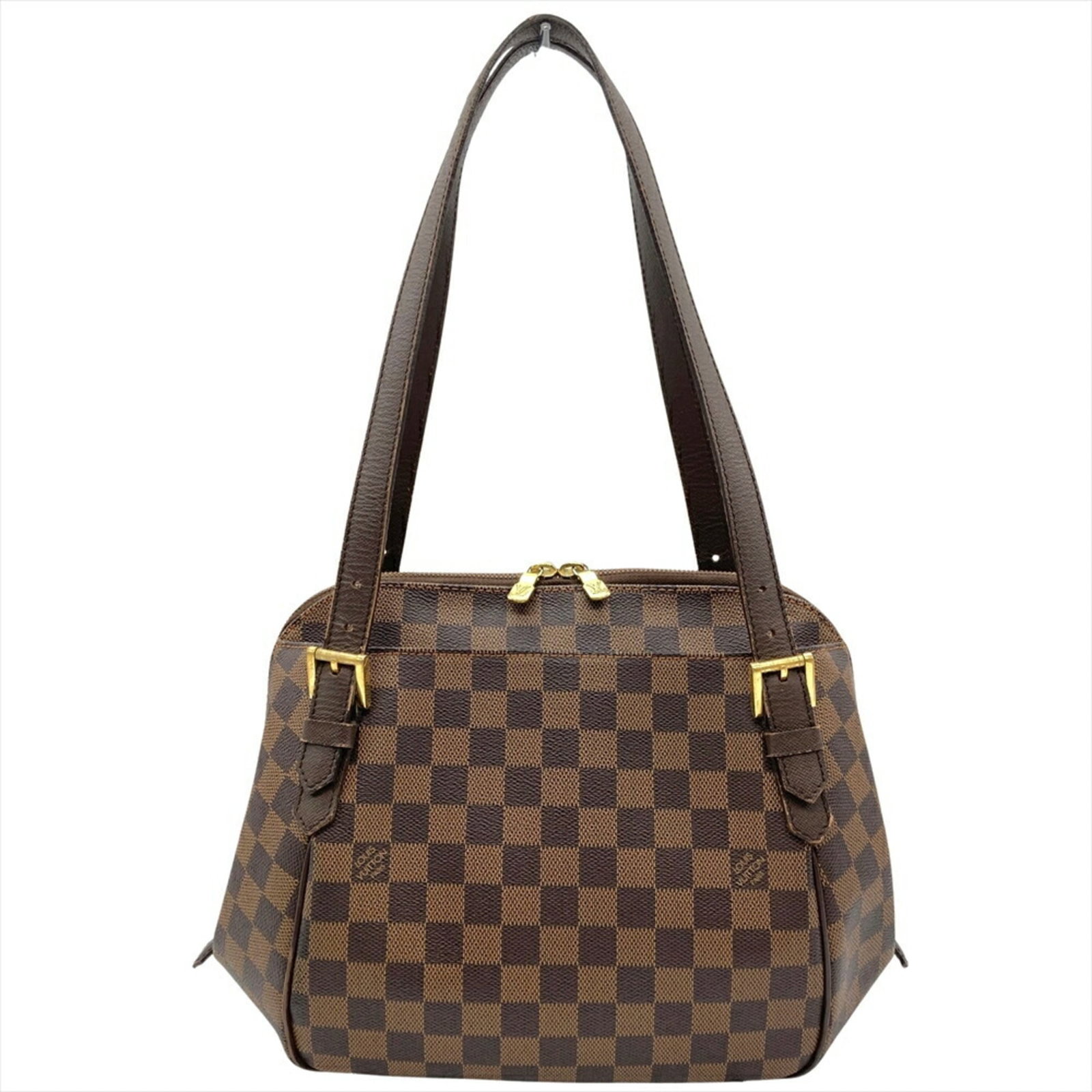 Louis Vuitton Shoulder Bag Damier Canvas: Louis Vuitton Shoulder Bag Damier Canvas The Louis Vuitton Shoulder Bag Damier Canvas boasts classic style with its timeless brown and iconic Damier canvas design. Featuring gold hardware and a sturdy