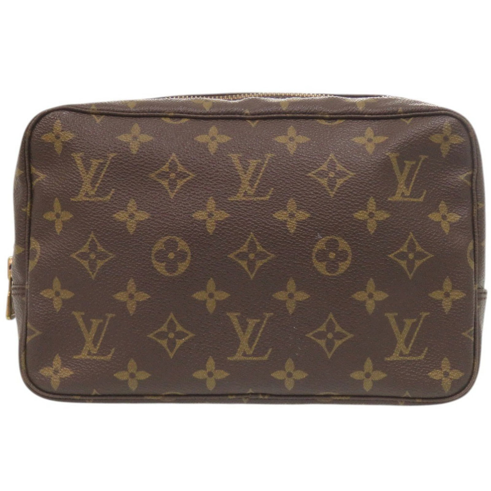 Louis Vuitton Pouch Monogram: Louis Vuitton Pouch Monogram Brown Louis Vuitton Monogram Pouch with Traces of Usage. This used pouch features the iconic monogram pattern and has a size of 15cm x 23cm x 7cm. It shows signs of wear, 