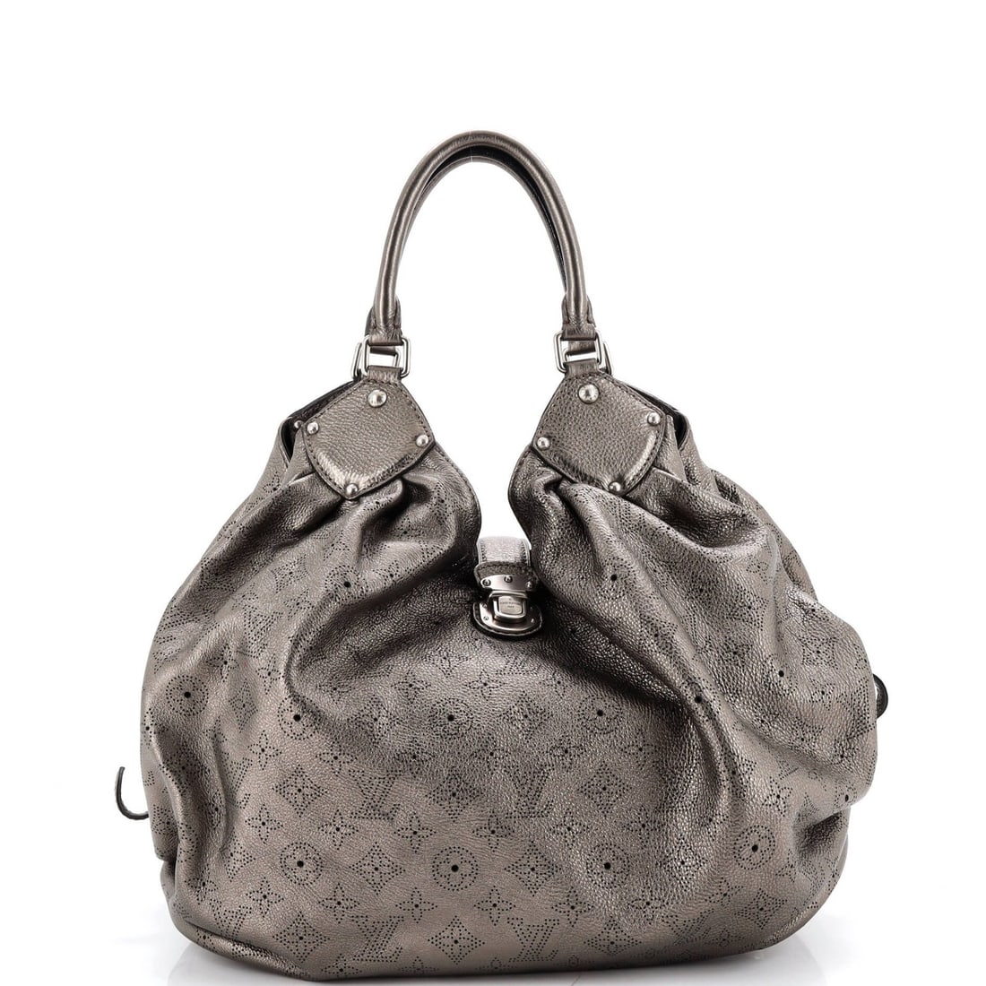 Louis Vuitton Hobo Mahina Leather: Louis Vuitton Hobo Mahina Leather The Louis Vuitton Hobo Mahina Leather is a stylish and spacious bag with a metallic exterior and black microfiber interior. Its aged silver hardware adds a touch of s