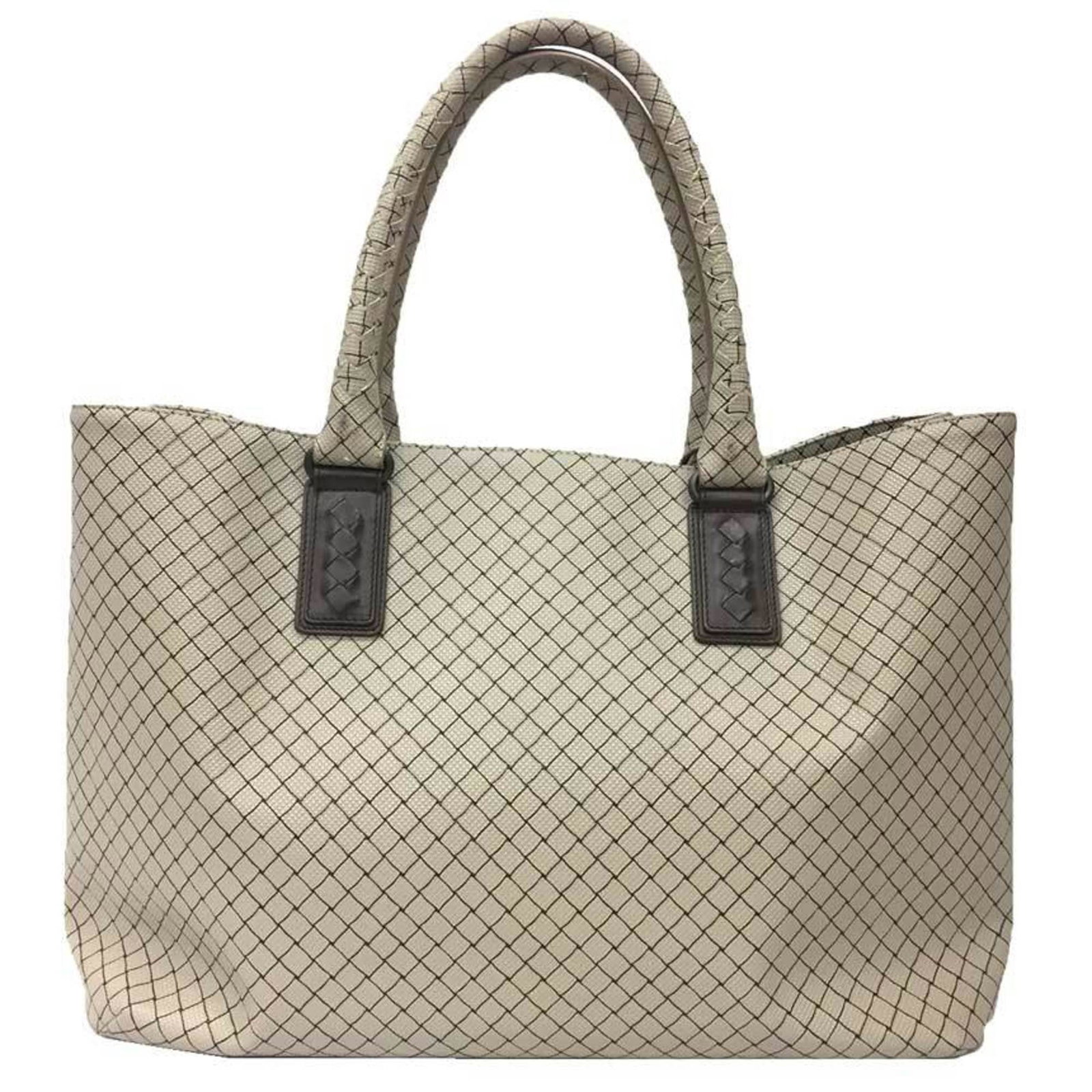Bottega Veneta Tote Bag Pvc Leather: Bottega Veneta Tote Bag Pvc Leather Bottega Veneta's iconic tote bag boasts a sleek, modern design with Pvc and leather accents in rich brown and light gray hues. This versatile, all-weather tote meas