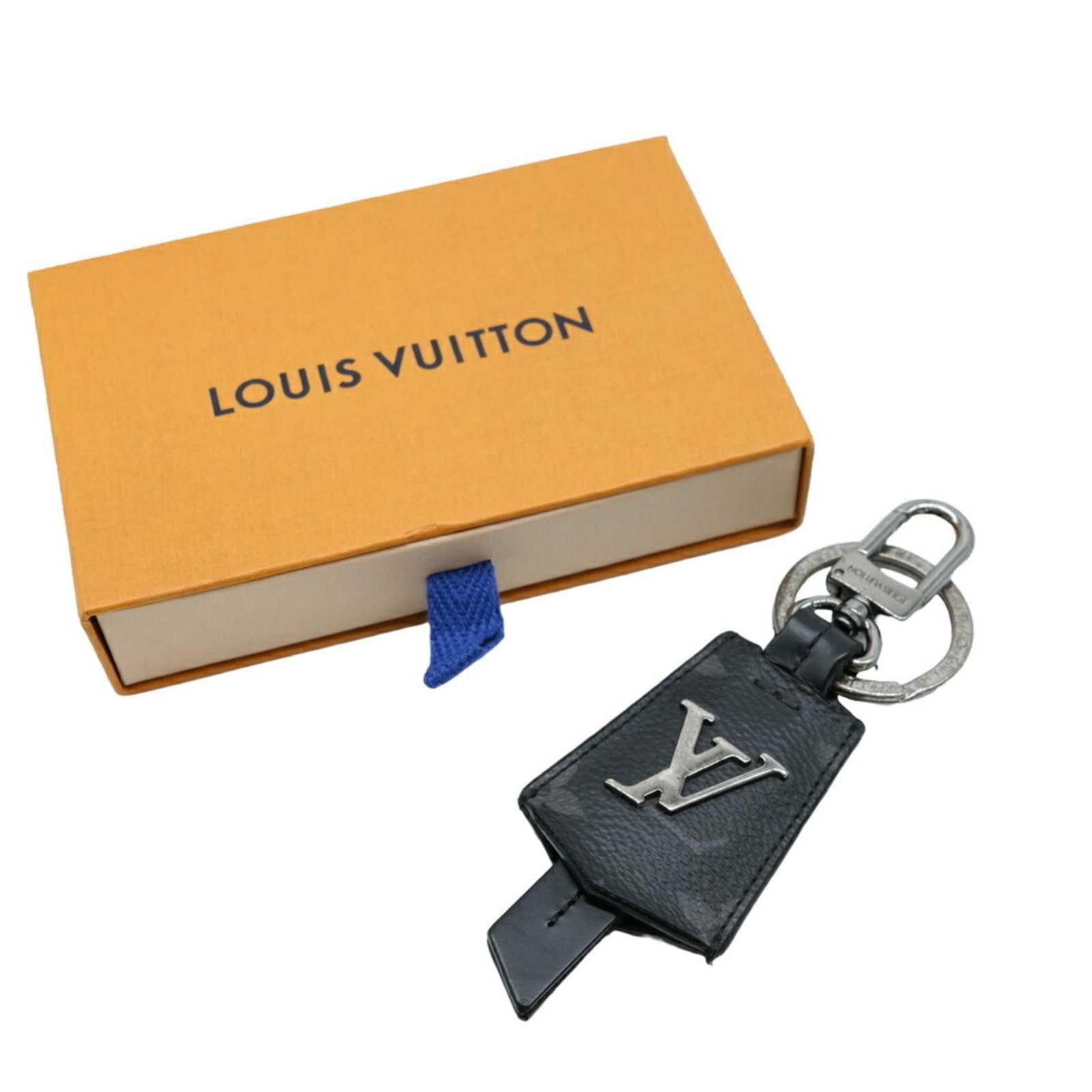 Louis Vuitton Keyring: Louis Vuitton Keyring This Louis Vuitton keyring features the iconic monogram pattern and has been used to add a touch of luxury to everyday keys. With signs of wear from past use, including