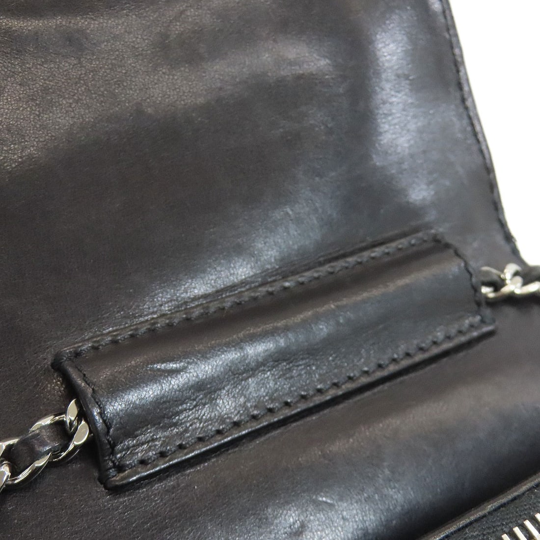Chainshoulder silver lambskin bag - 14