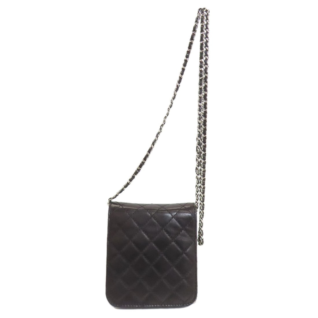 Chainshoulder silver lambskin bag - 2