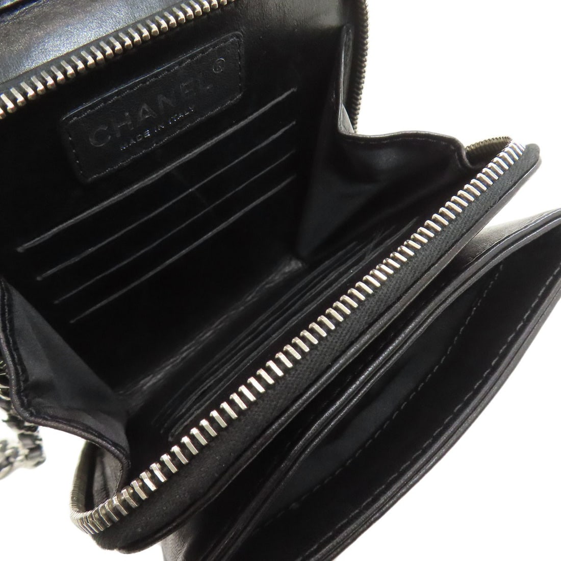 Chainshoulder silver lambskin bag - 5