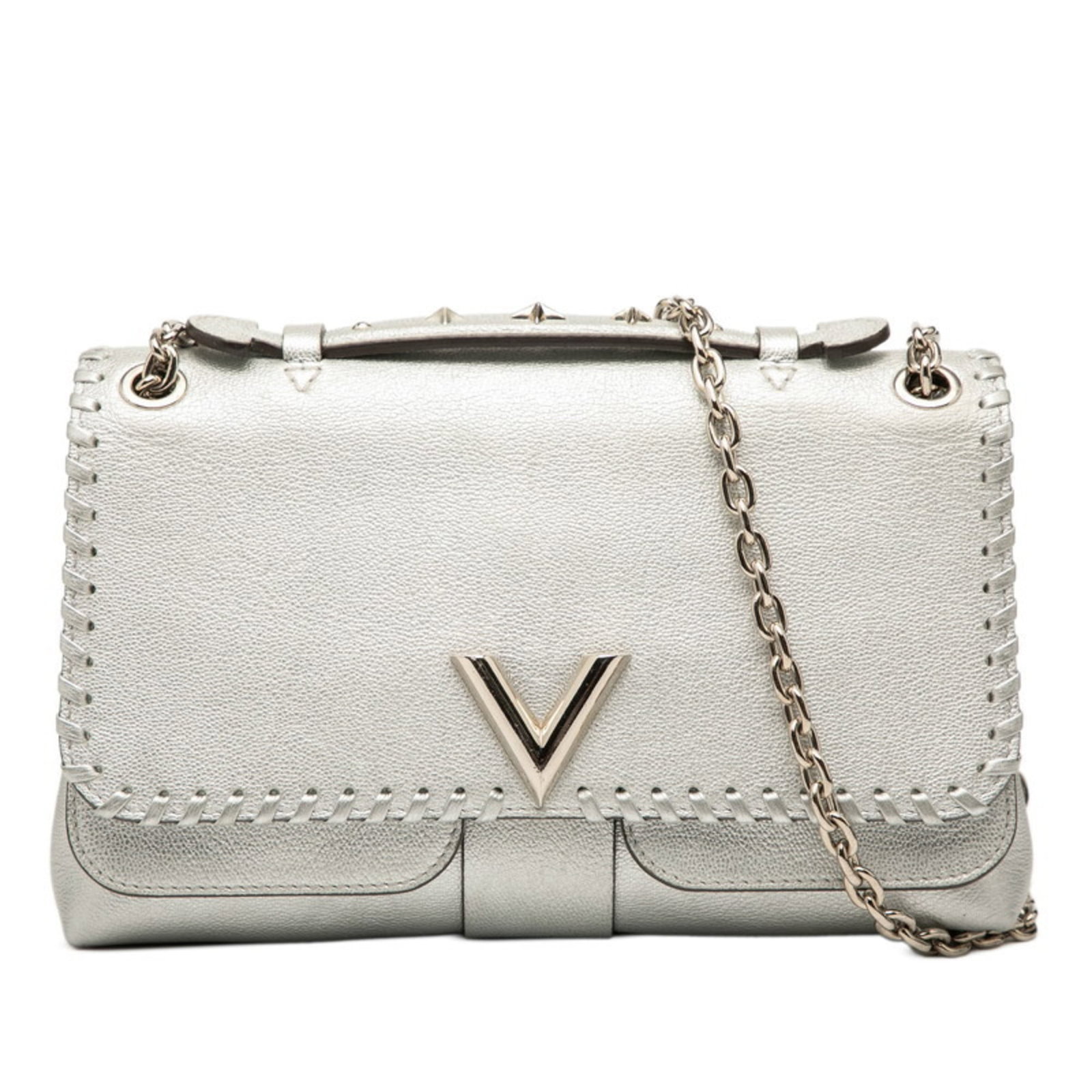 Louis Vuitton Shoulder Bag Leather: Louis Vuitton Shoulder Bag Leather Used Louis Vuitton Shoulder Bag Leather in Argent Silver. This classic shoulder bag features high-quality leather construction and a timeless design, with visible sc