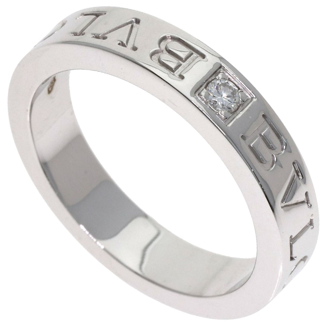 Diamond Ring K18 White Gold Bvlgari: Diamond Ring K18 White Gold Bvlgari K18 White Gold Bvlgari Diamond Ring features a stunning diamond set in a sleek K18 white gold band. The ring's purity and metal quality are showcased through its
