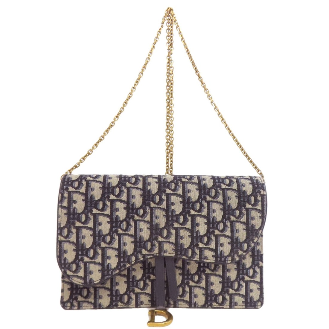 Christian Dior Chain Wallet Pattern Long Wallet With Coin Pocket: Christian Dior Chain Wallet Pattern Long Wallet With Coin Pocket Navy canvas construction and classic long wallet design make this Christian Dior patterned accessory a timeless choice. The inclusion o