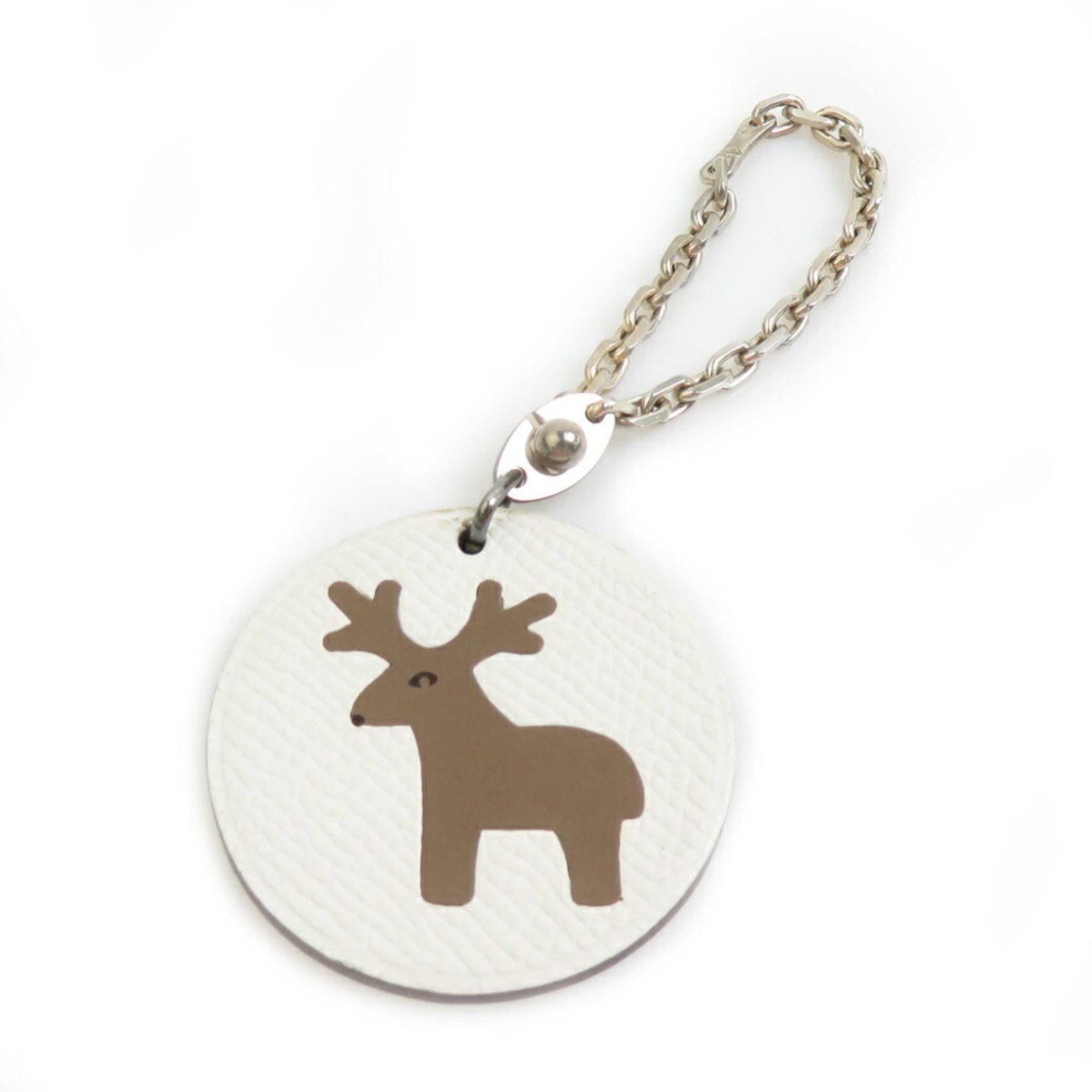 Hermes Handbag Charm Leather Silver 925: Hermes Handbag Charm Leather Silver 925 The Hermes Handbag Charm Leather Silver 925 features a unique combination of brown leather, silver accents, and white details. Made from high-quality materials,