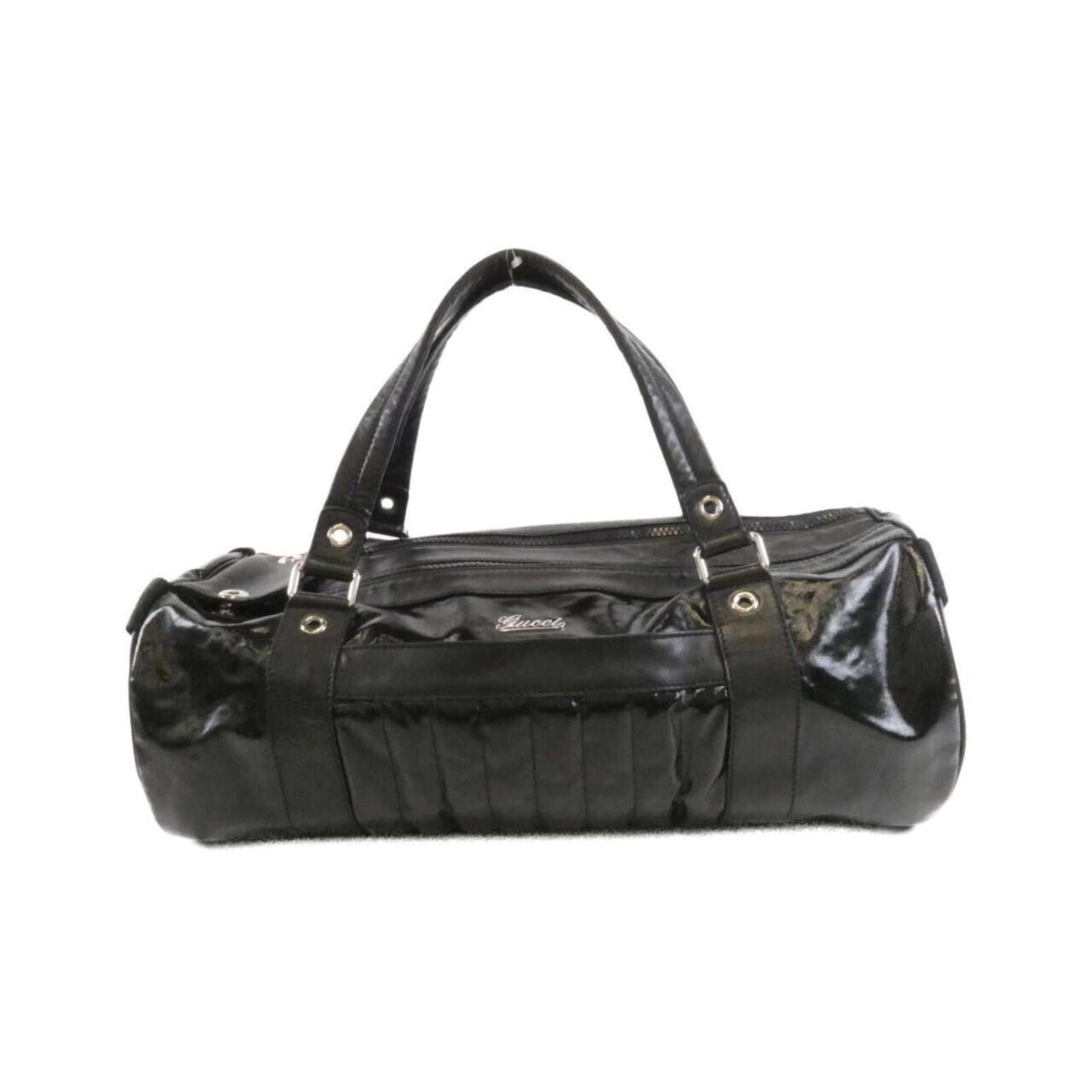 Gucci Boston Bag Pvc: Gucci Boston Bag Pvc The Gucci Boston Bag Pvc is a sleek and versatile handbag made from durable PVC material. With its classic black color and silver hardware, this bag adds a touch of sophisticated 