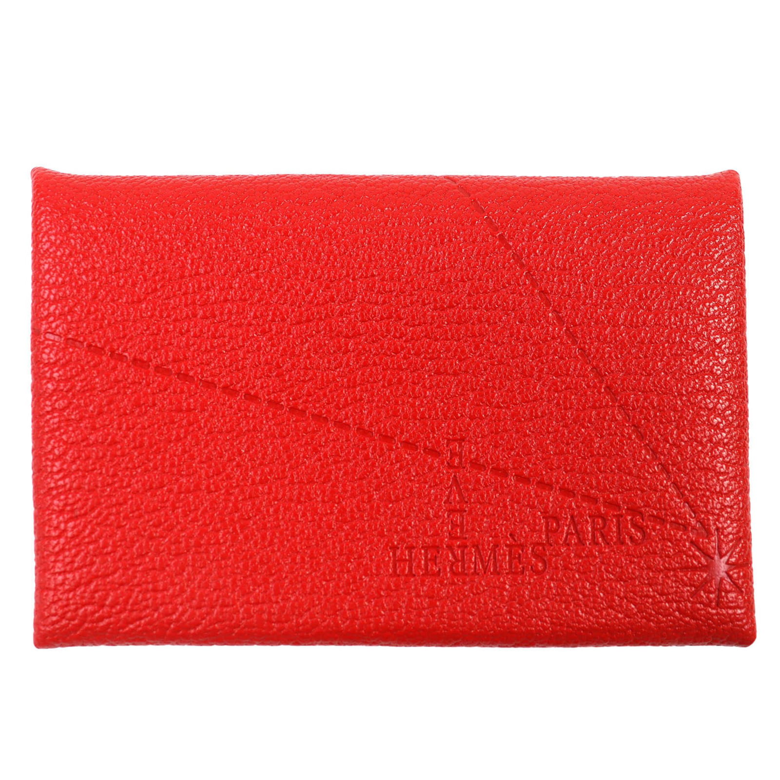 Hermes Business Card Case Chevre Leather: Hermes Business Card Case Chevre Leather Chevre leather provides a unique texture and subtle sheen to this Hermes business card case. The used condition reveals only minor signs of wear, with some scr